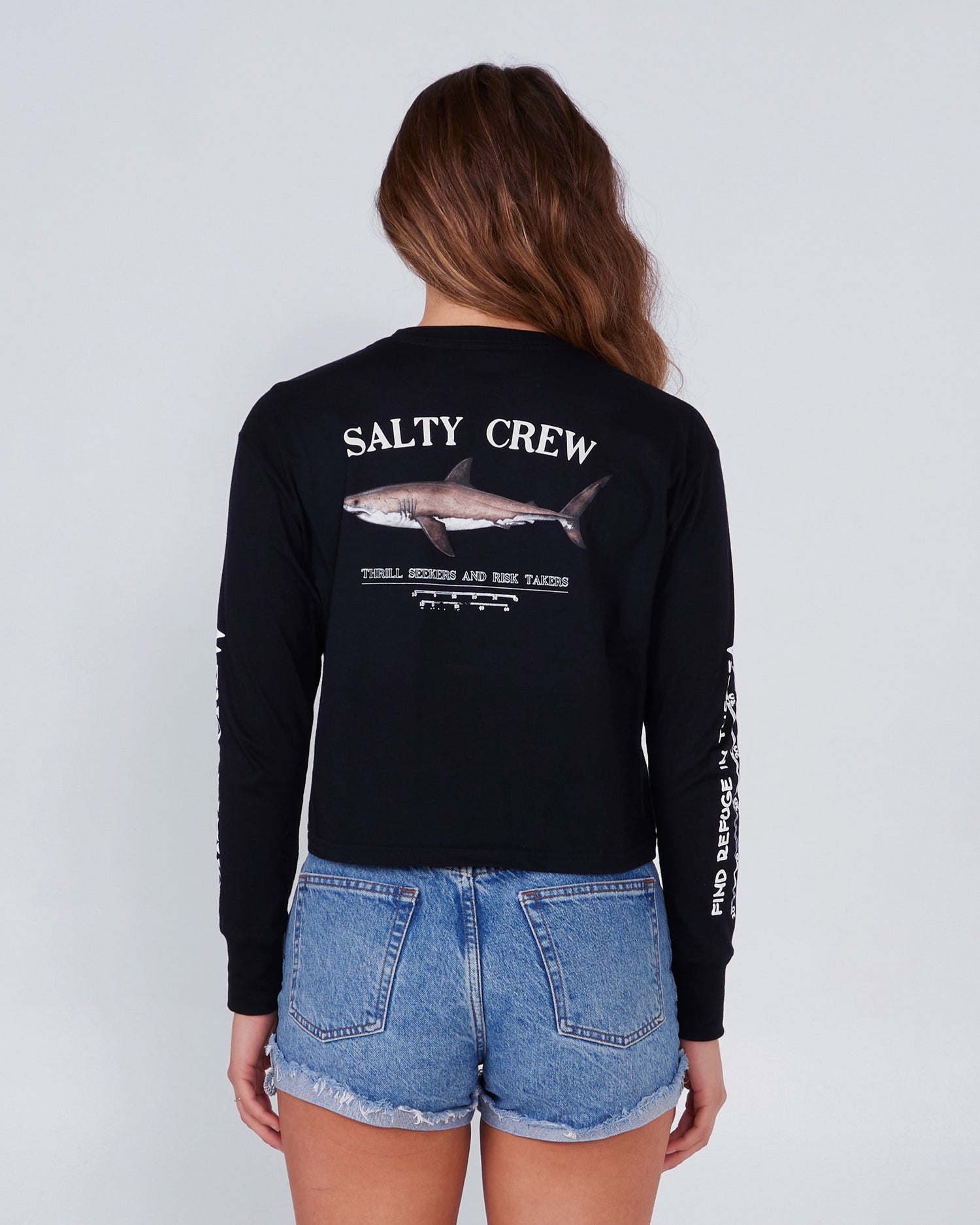 Salty Crew Womens - Bruce Black L/S Crop