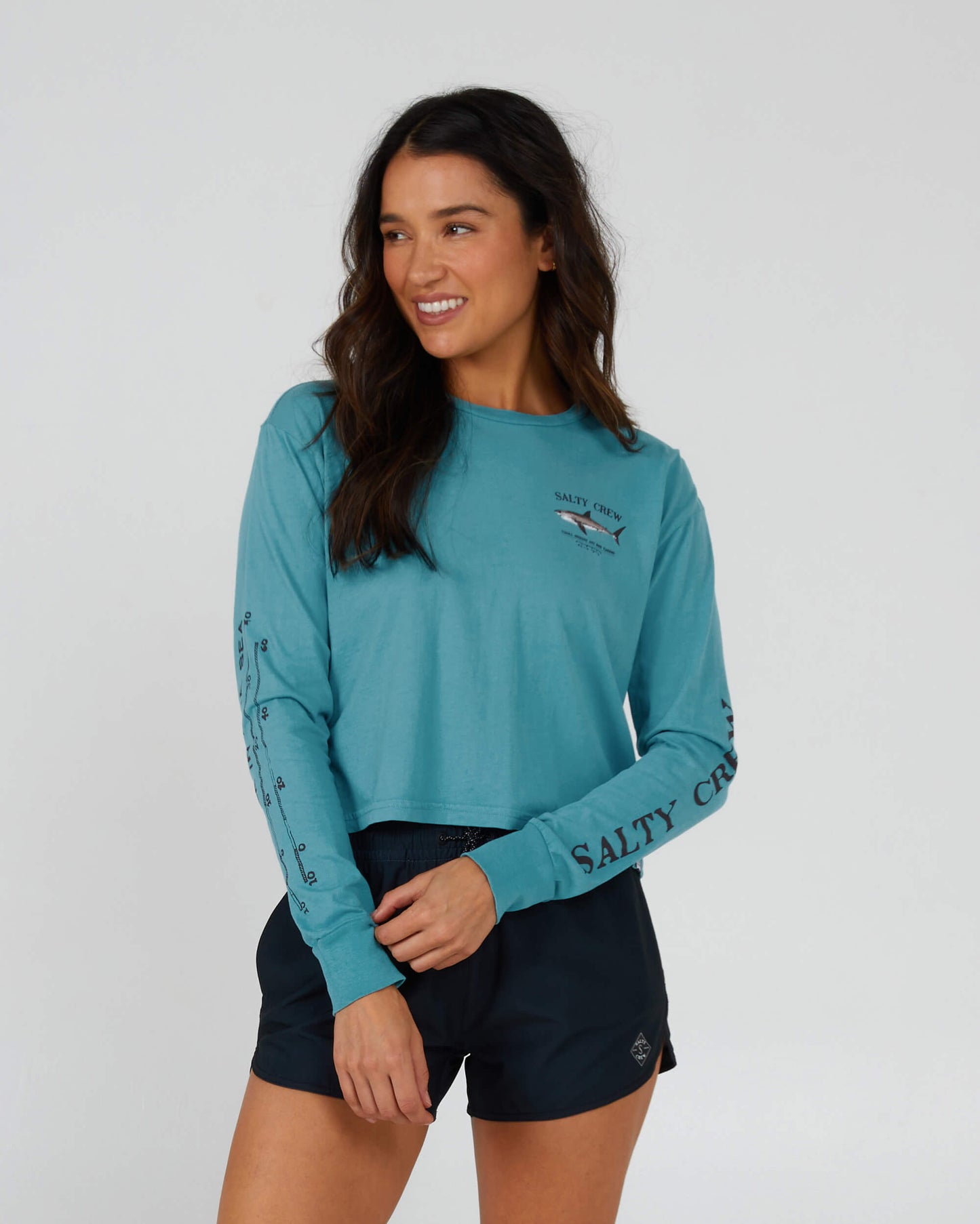 Salty Crew Womens - Bruce Long Sleeve Crop - Sea Green