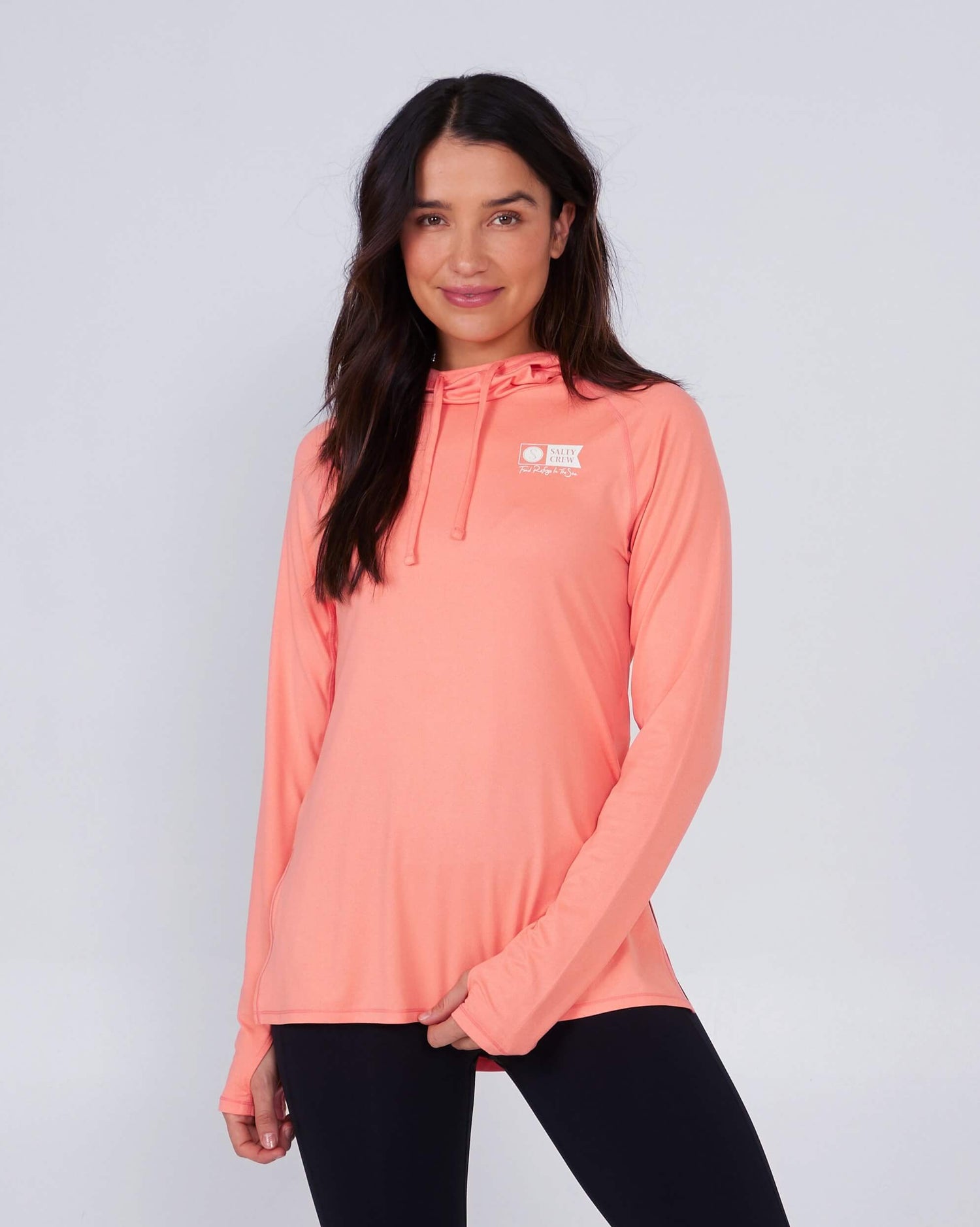 Salty Crew Mujer - Camiseta con capucha Thrill Seekers - Sunrise Coral