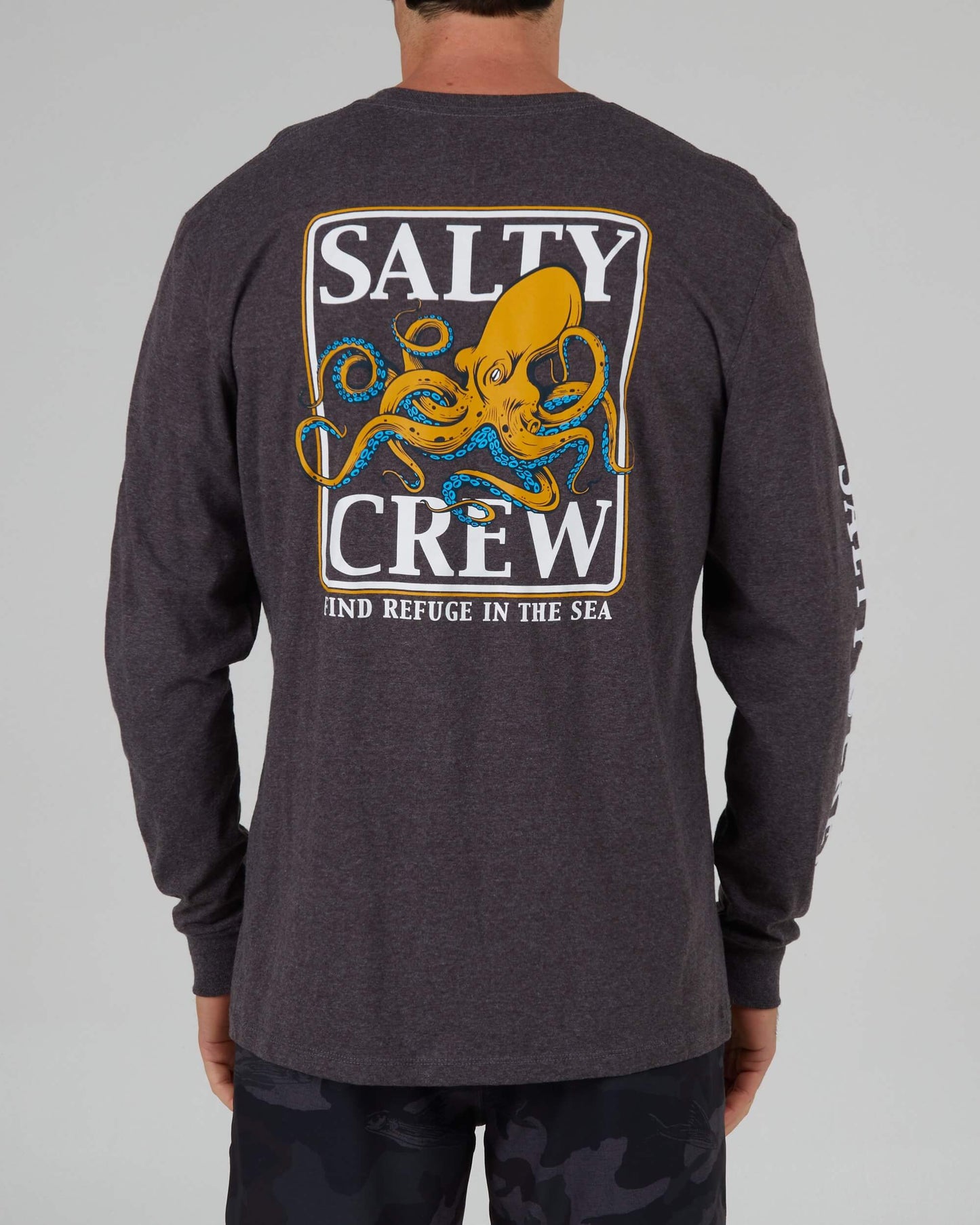 Salty crew T-SHIRTS L/S Ink Slinger Standard L/S Tee - Charcoal Heather in CHARCOAL HEATHER