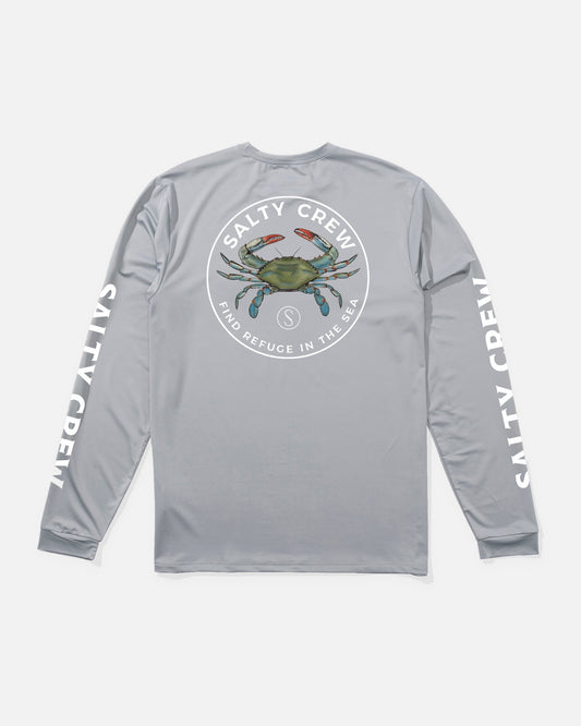 Blue Crabber L/S Sunshirt - Silver