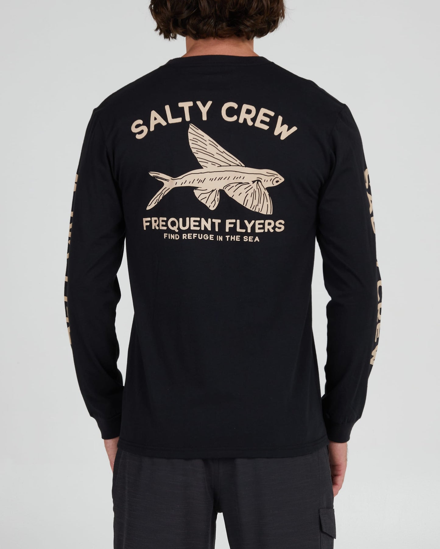 Salty crew T-SHIRTS L/S FREQUENT FLYER PREM L/S TEE  - Black in Black