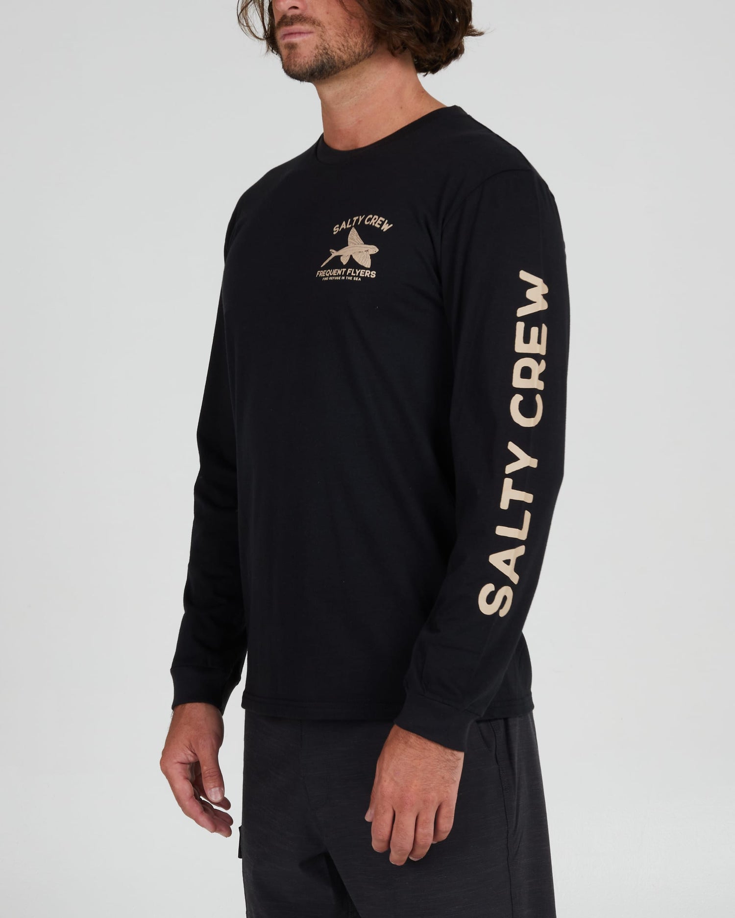 Salty crew T-SHIRTS L/S FREQUENT FLYER PREM L/S TEE  - Black in Black