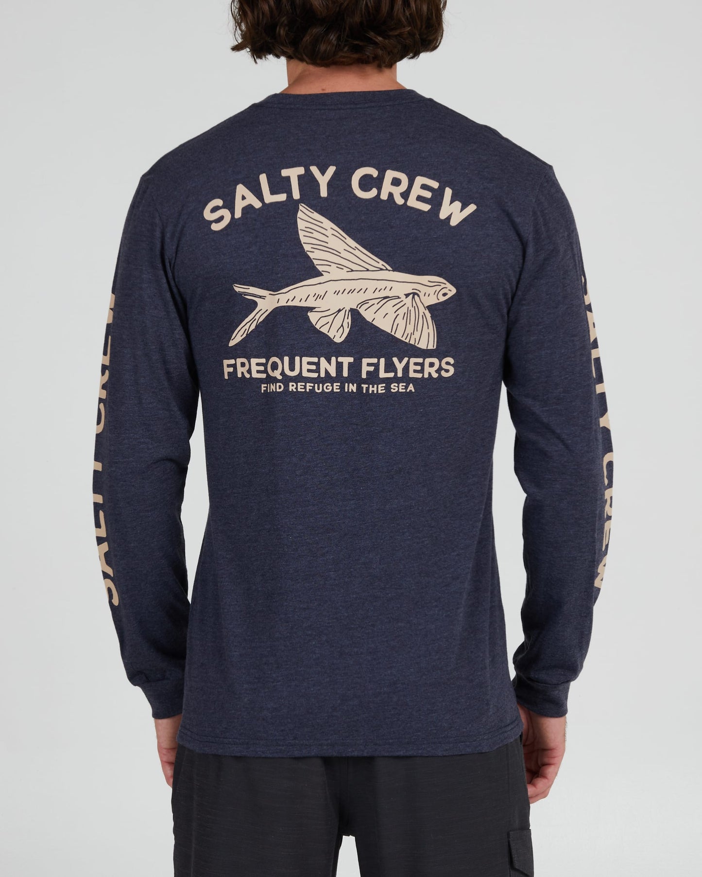 Salty crew T-SHIRTS L/S FREQUENT FLYER PREM L/S TEE  - Navy Heather in Navy Heather