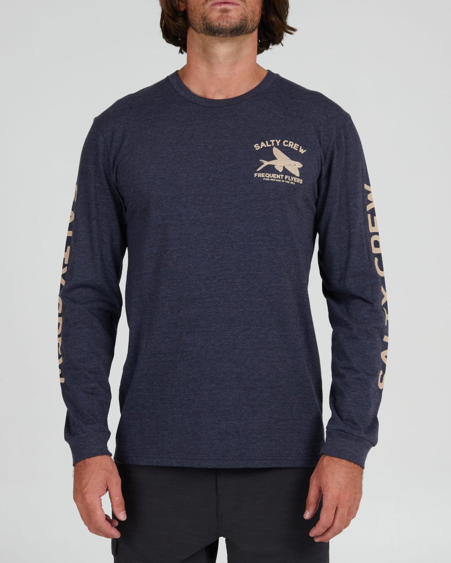 Salty crew T-SHIRTS L/S FREQUENT FLYER PREM L/S TEE  - Navy Heather in Navy Heather