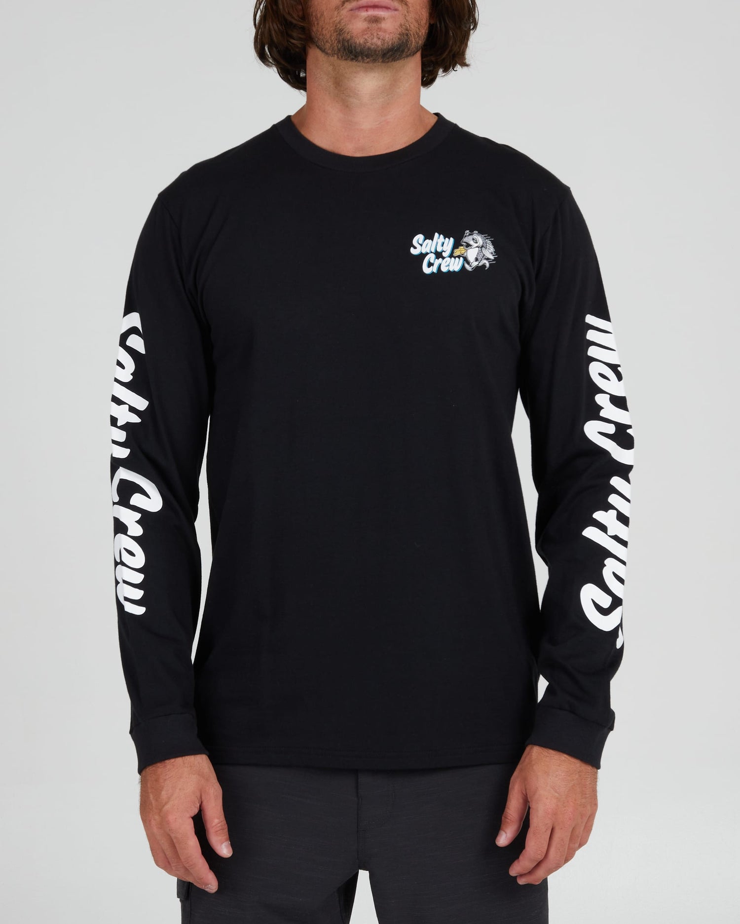Salty crew T-SHIRTS L/S FISH AND CHIPS PREMIUM L/S TEE - Black in Black