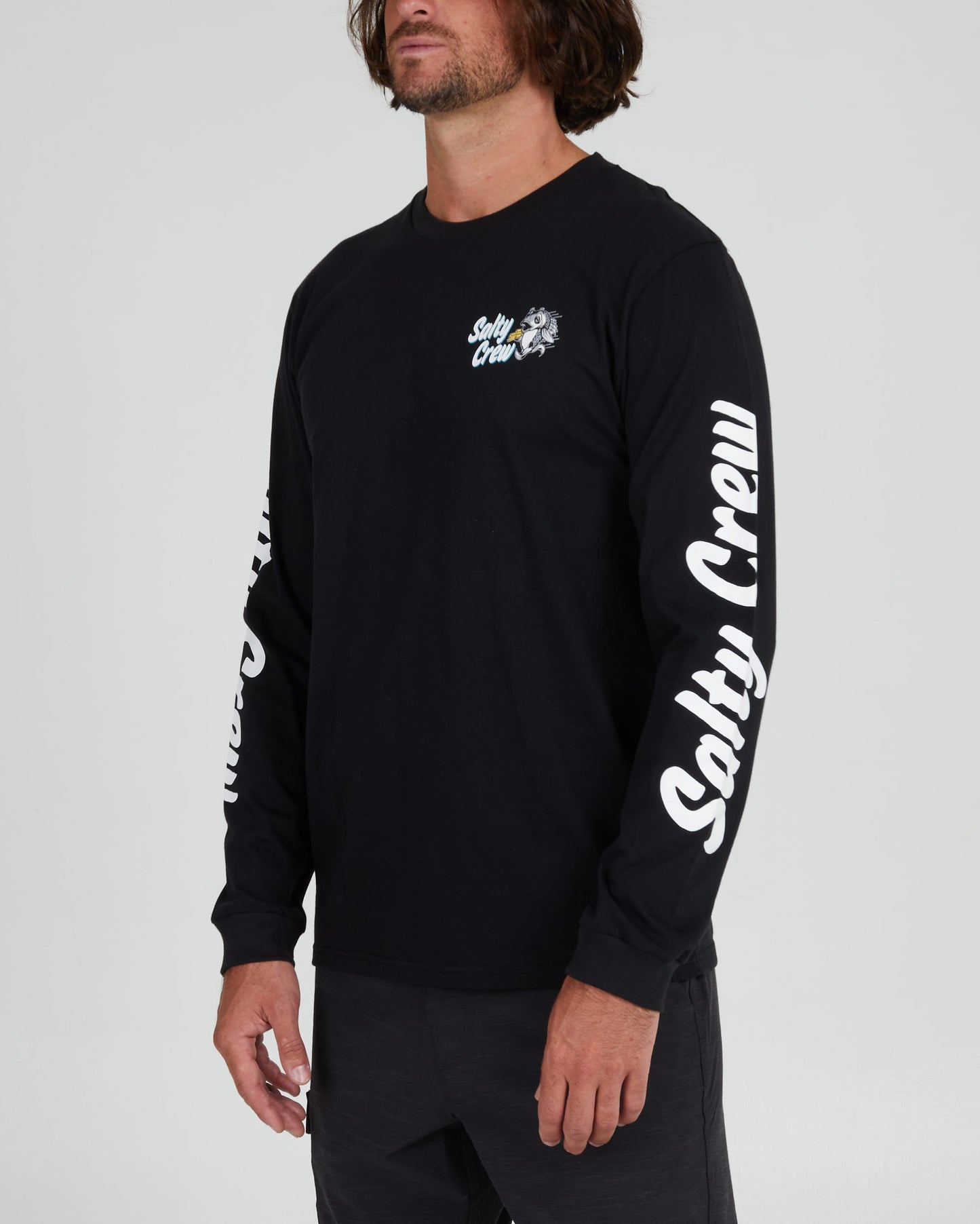 Salty crew T-SHIRTS L/S FISH AND CHIPS PREMIUM L/S TEE - Black in Black
