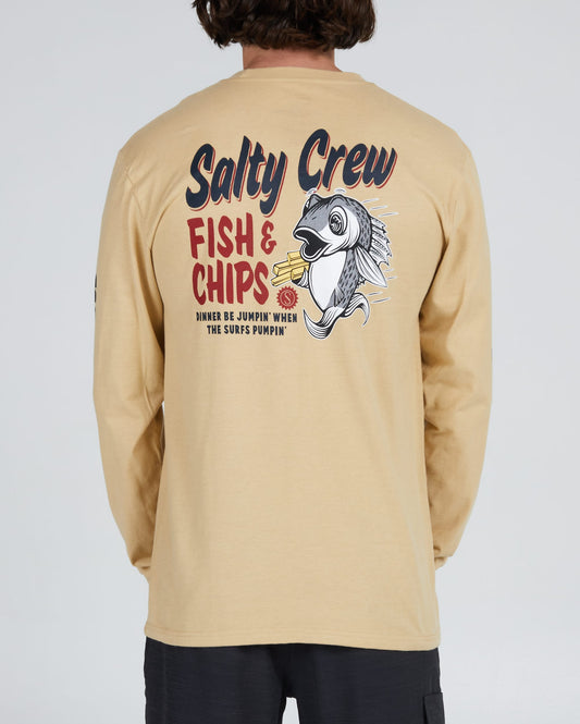 Salty crew T-SHIRTS L/S FISH AND CHIPS PREMIUM L/S TEE - Camelo em Camelo