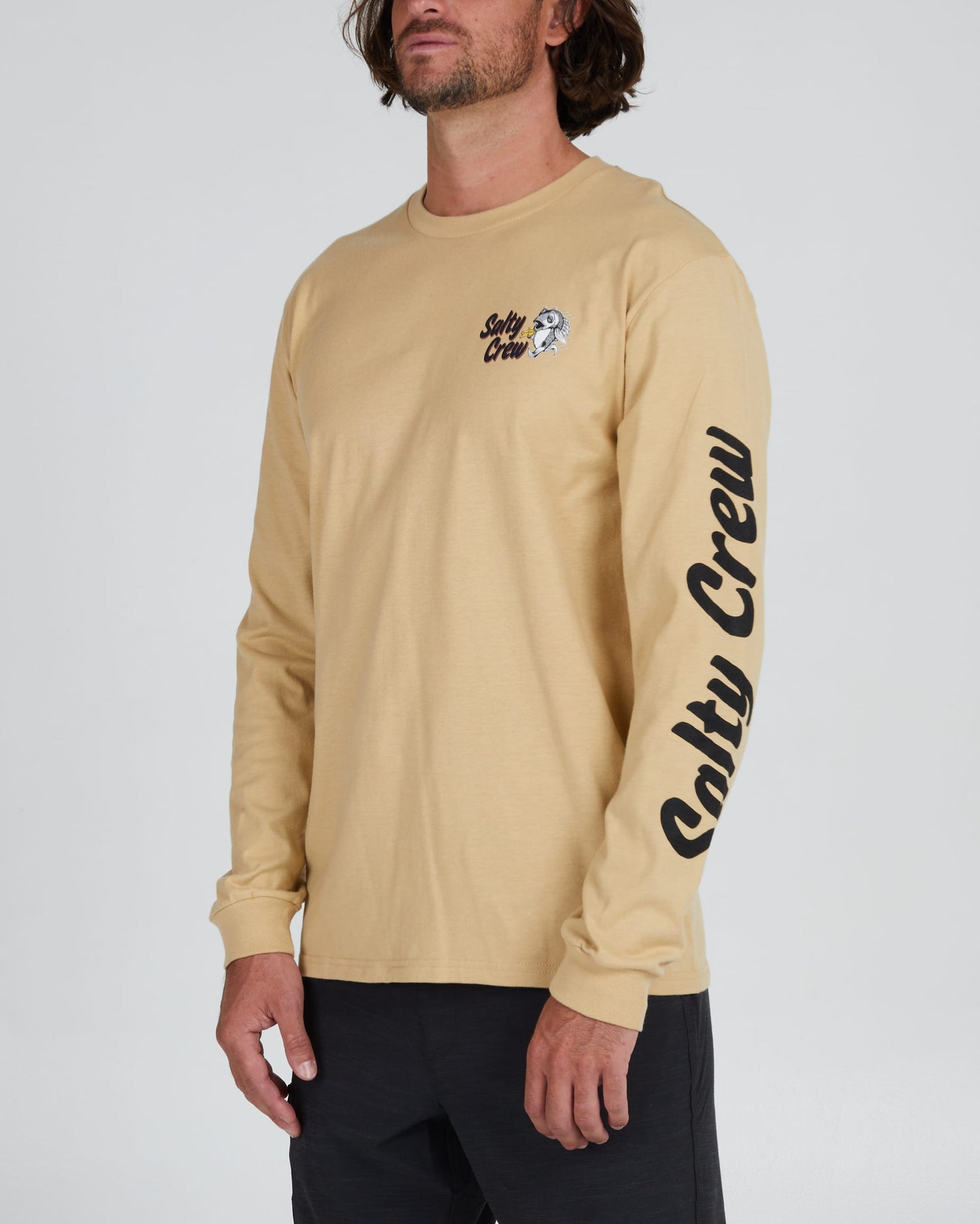 Salty crew T-SHIRTS L/S FISH AND CHIPS PREMIUM L/S TEE - Camel in Camel