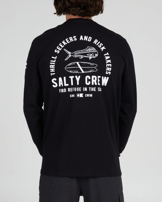 Salty crew T-SHIRTS L/S LATERAL LINE STANDARD L/S TEE - Black en Black