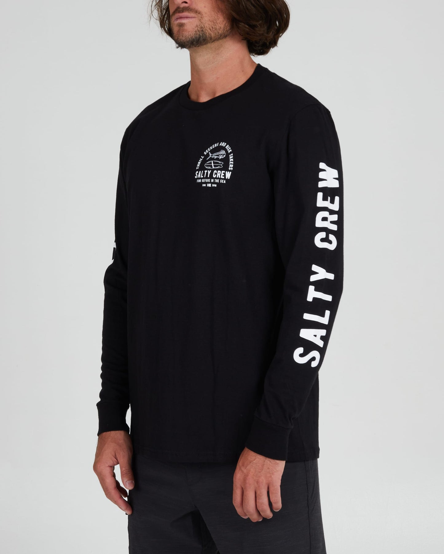 Salty crew T-SHIRTS L/S LATERAL LINE STANDARD L/S TEE - Black in Black