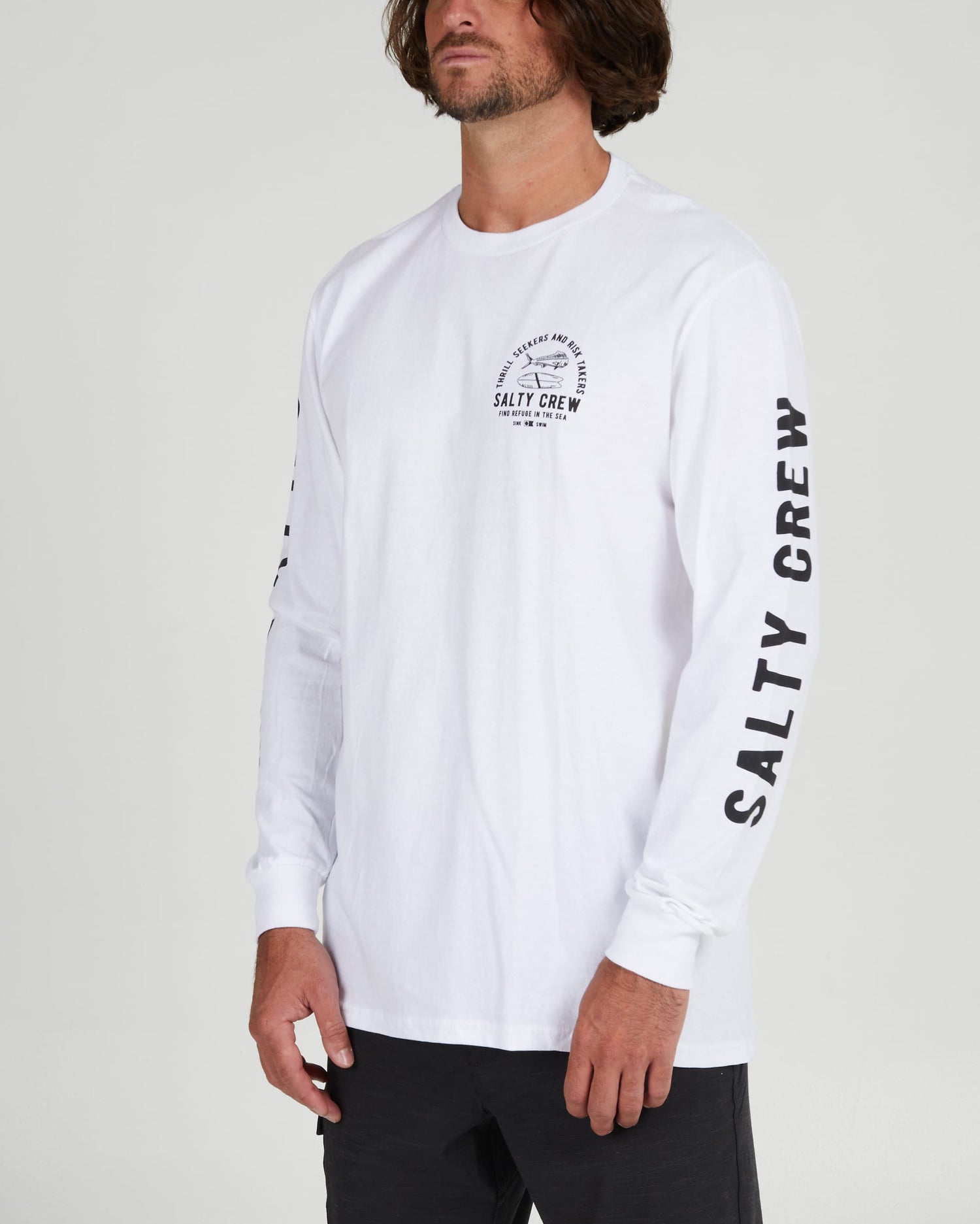 Salty crew T-SHIRTS L/S LATERAL LINE STANDARD L/S TEE - White in White