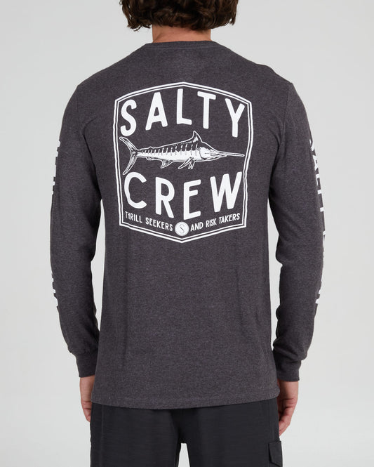 Salty crew T-SHIRTS L/S FISHERY STANDARD L/S TEE - Charcoal Heather  en Charcoal Heather