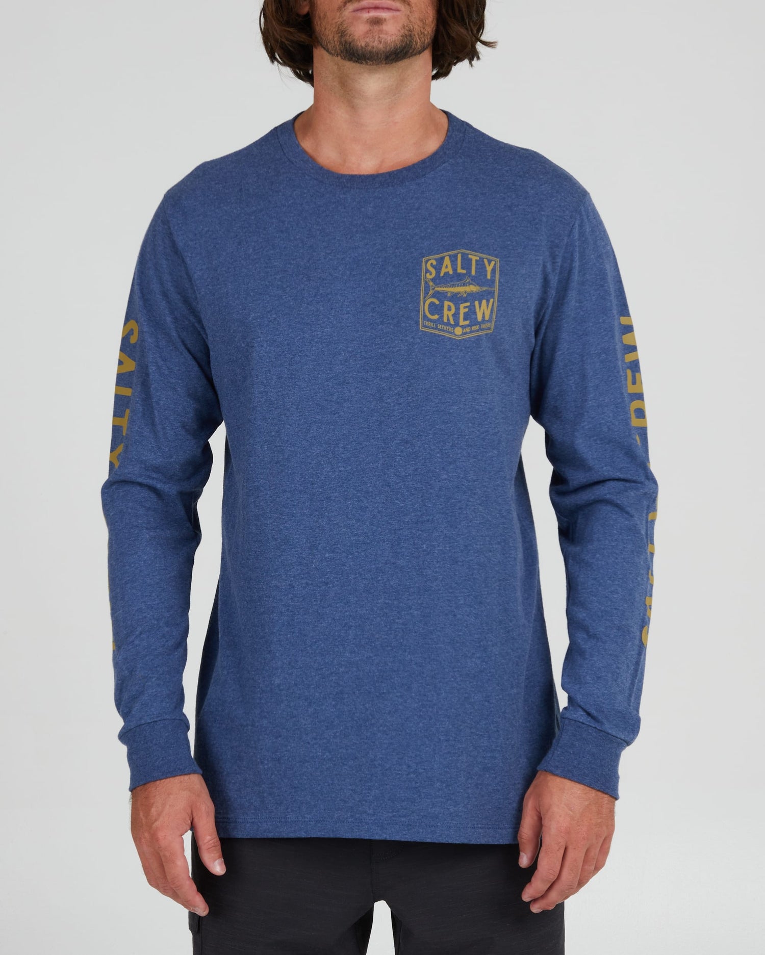 Salty crew T-SHIRTS L/S FISHERY STANDARD L/S TEE - Navy Heather in Navy Heather