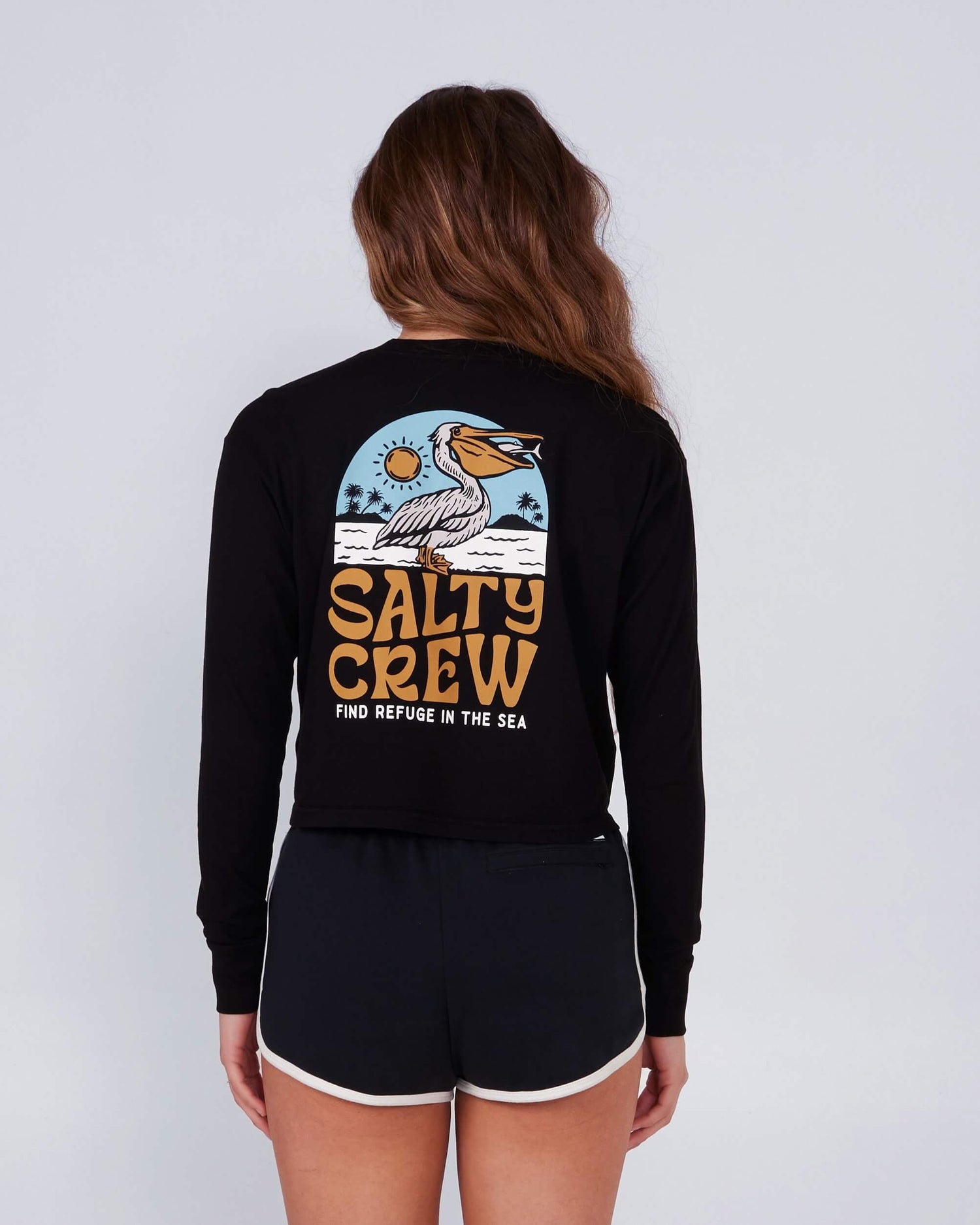 Salty Crew Dames - Seaside L/S Crop - Wit shirt Black