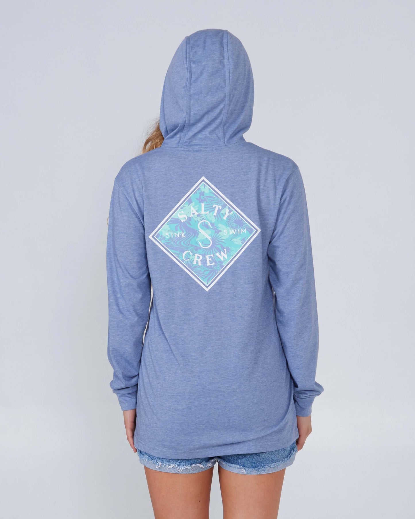 Salty Crew Mujer - Tippet Fill Hooded Tech Tee - Blue Atardecer