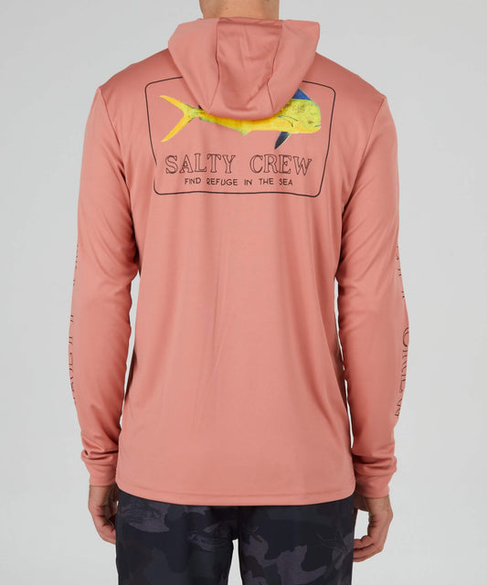 Salty Crew Hombres - Camiseta con capucha Golden Mahi - Coral