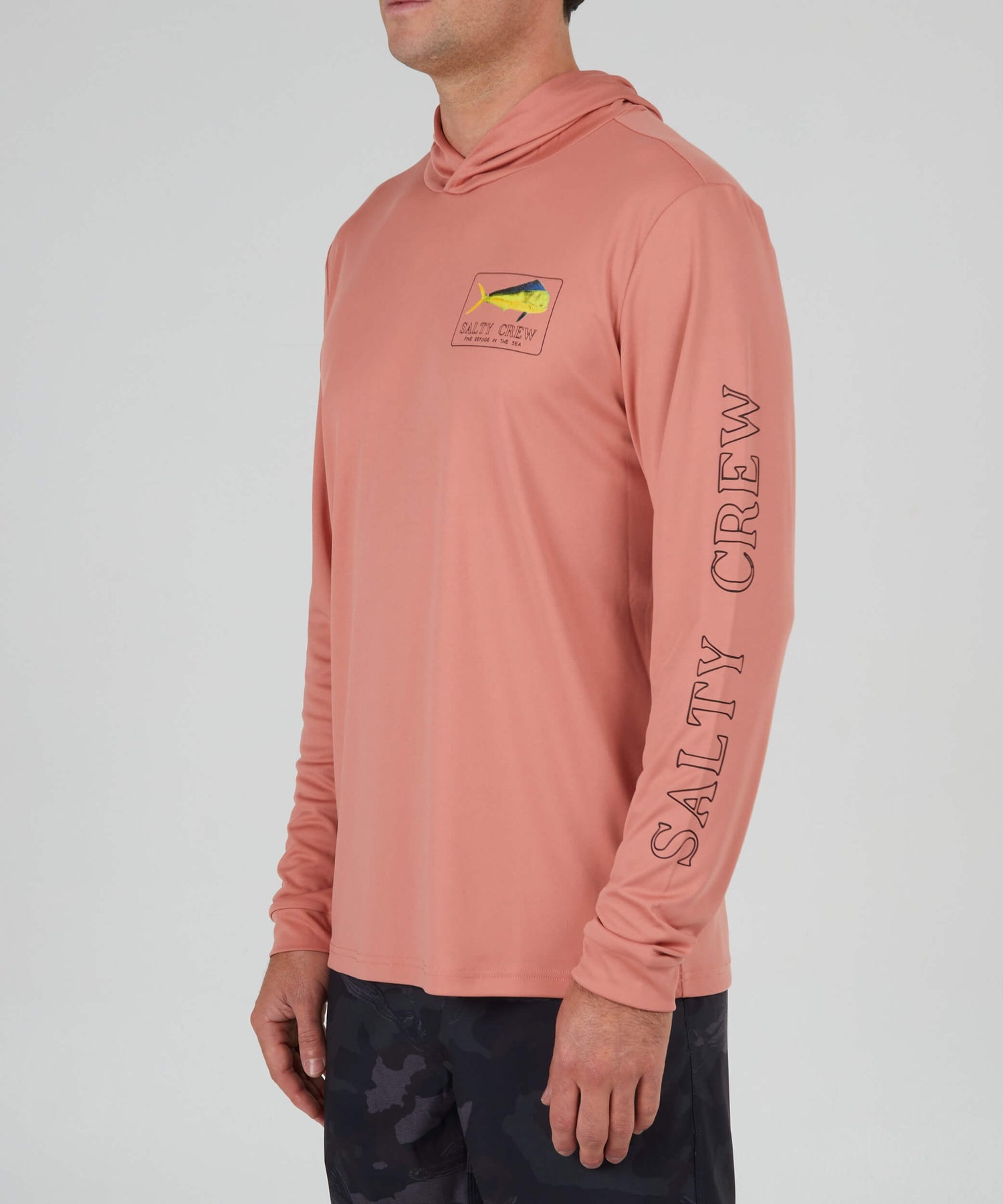 Salty Crew Hombres - Camiseta con capucha Golden Mahi - Coral
