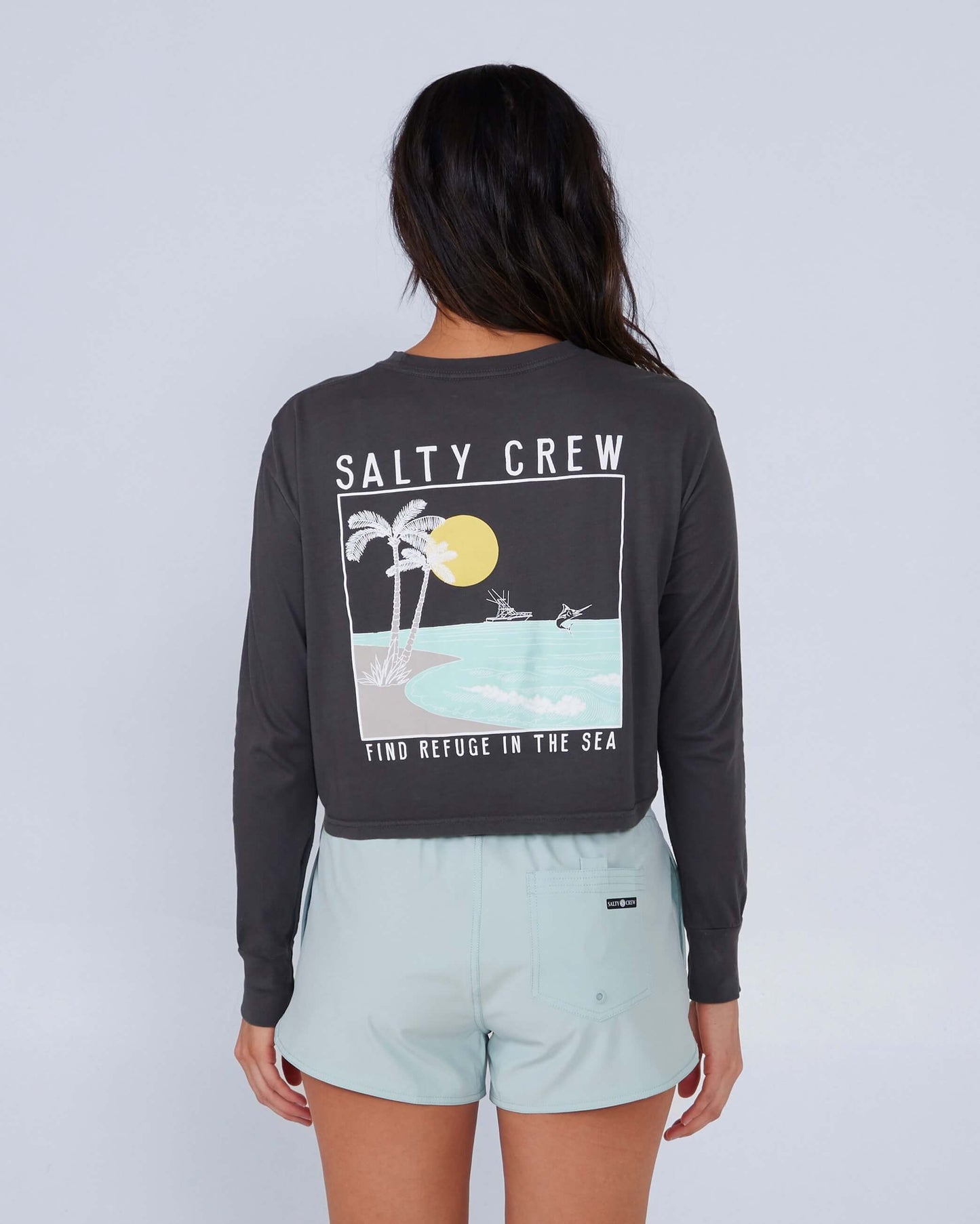 Salty Crew Dames - Het goede leven L/S Crop - Dames Charcoal