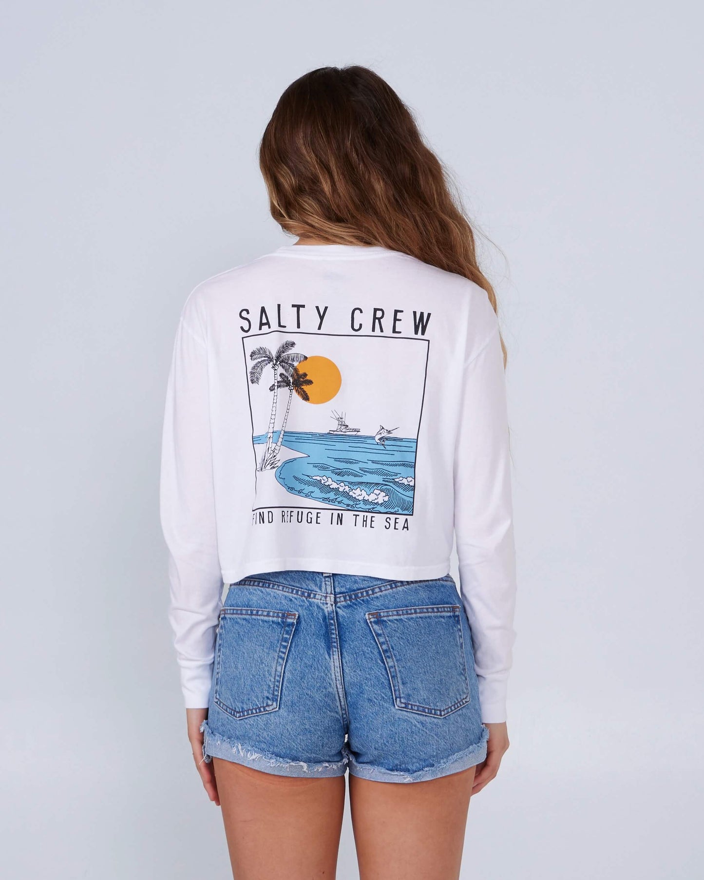 Salty Crew Dames - Het goede leven L/S Crop - Dames White