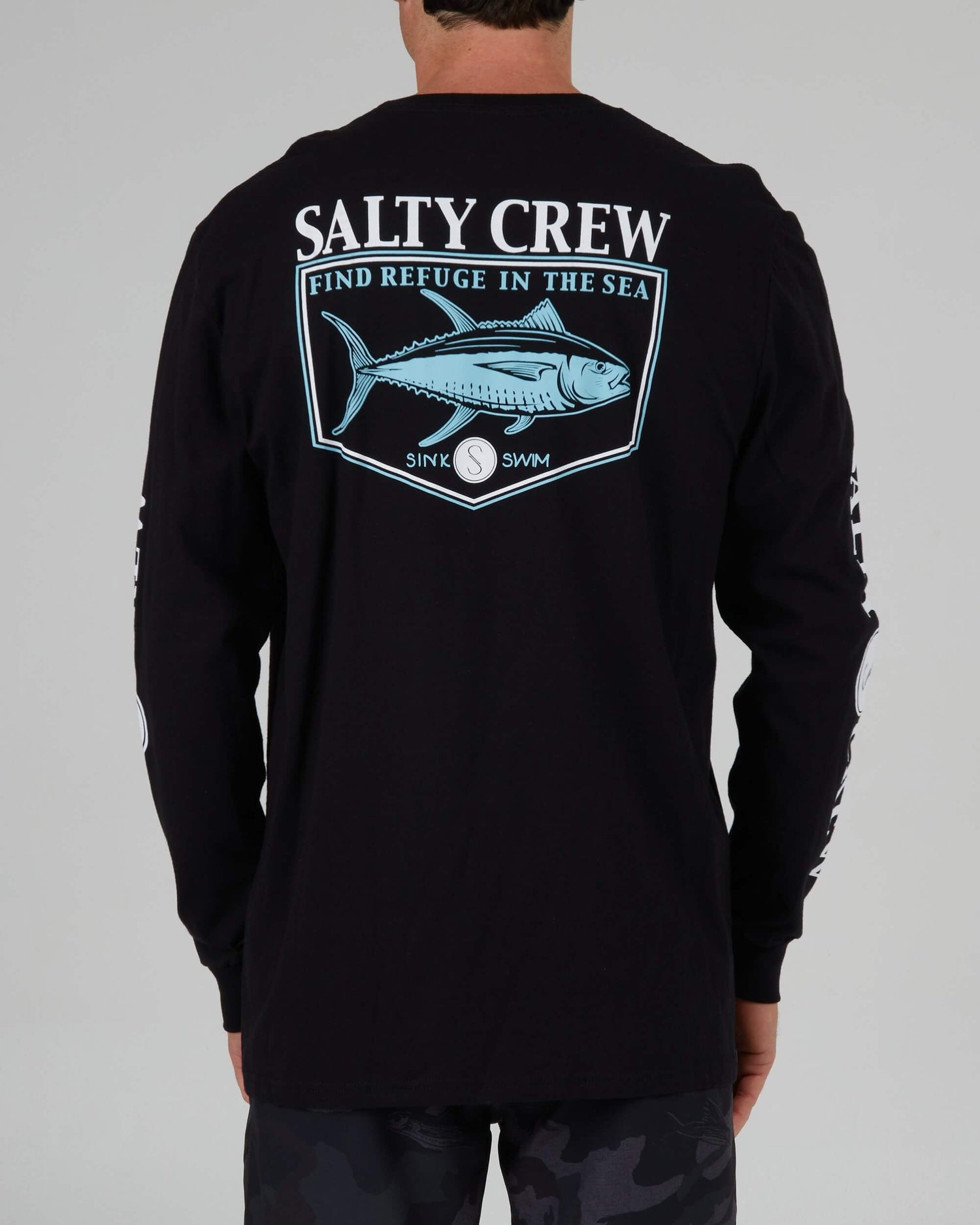 Salty crew T-SHIRTS L/S Angler Standard L/S Tee - Black in Black