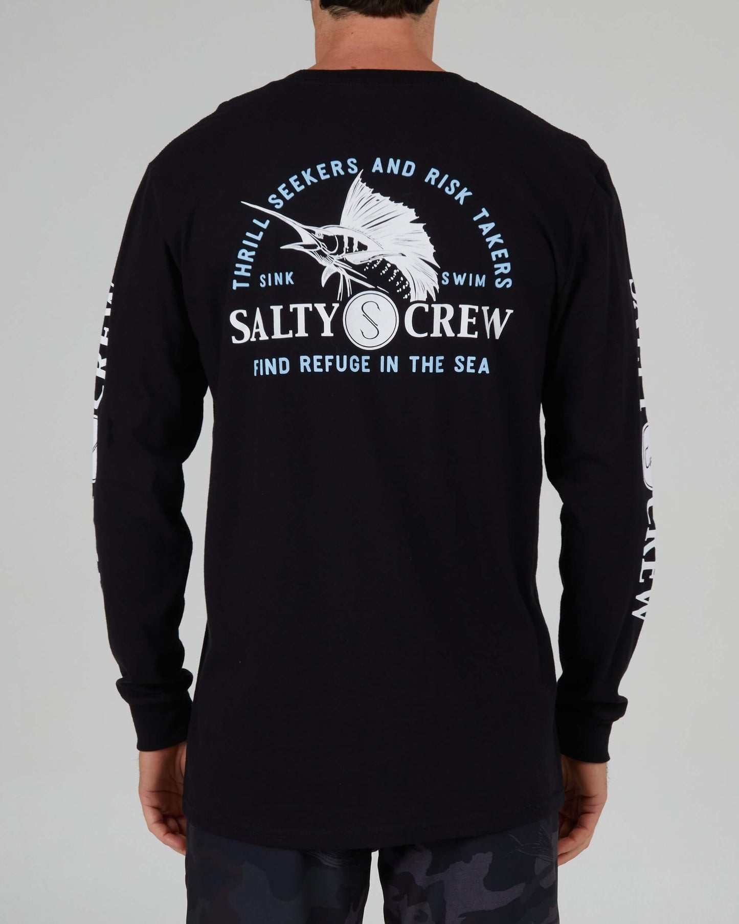 Salty crew T-SHIRTS L/S Yacht Club Standard L/S Tee - Black in Black