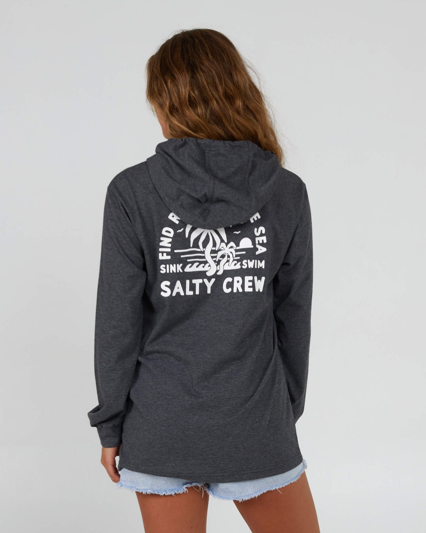 Salty Crew Dames - Goede Tijden Hooded Tech Tee - Charcoal