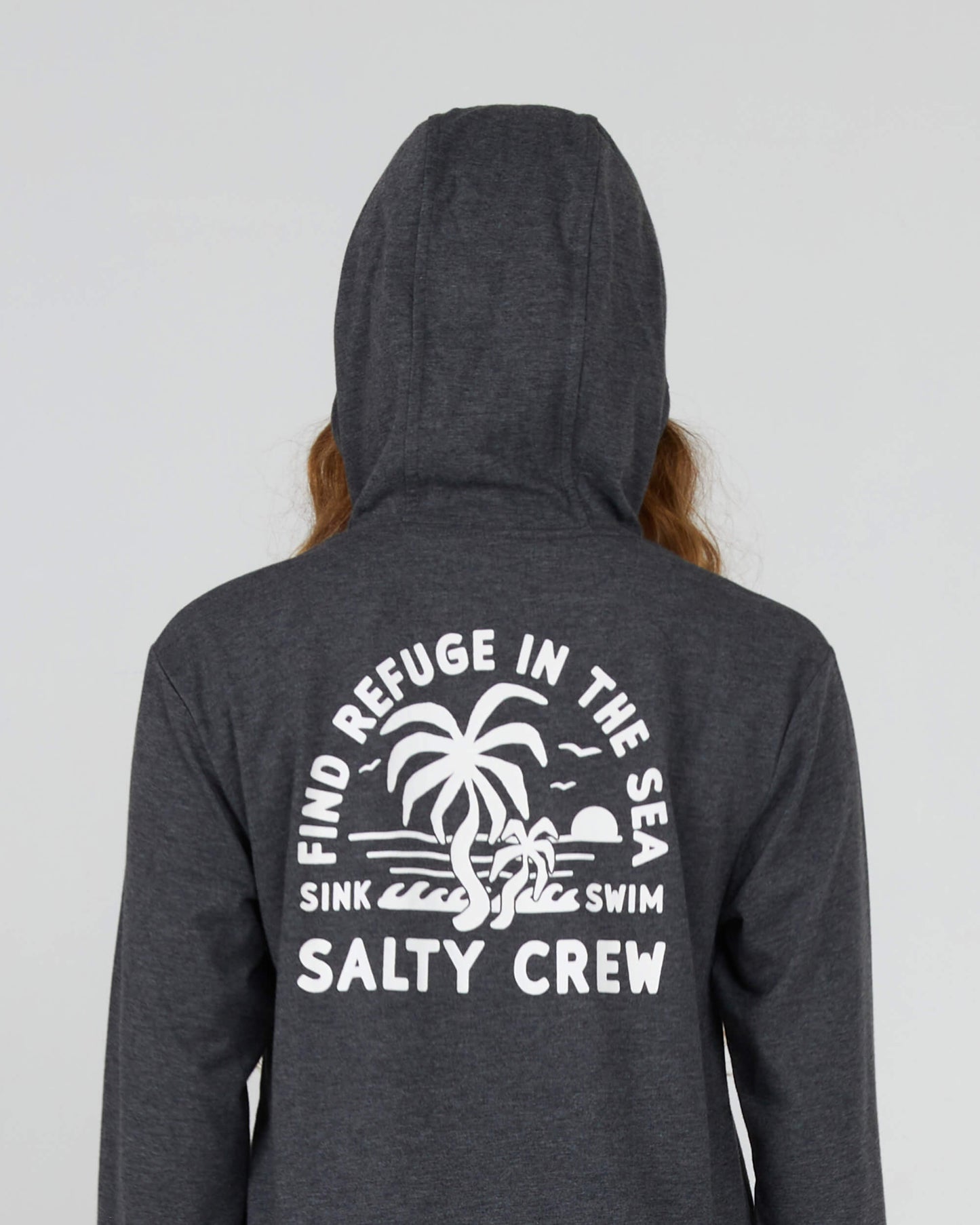 Salty Crew Dames - Goede Tijden Hooded Tech Tee - Charcoal