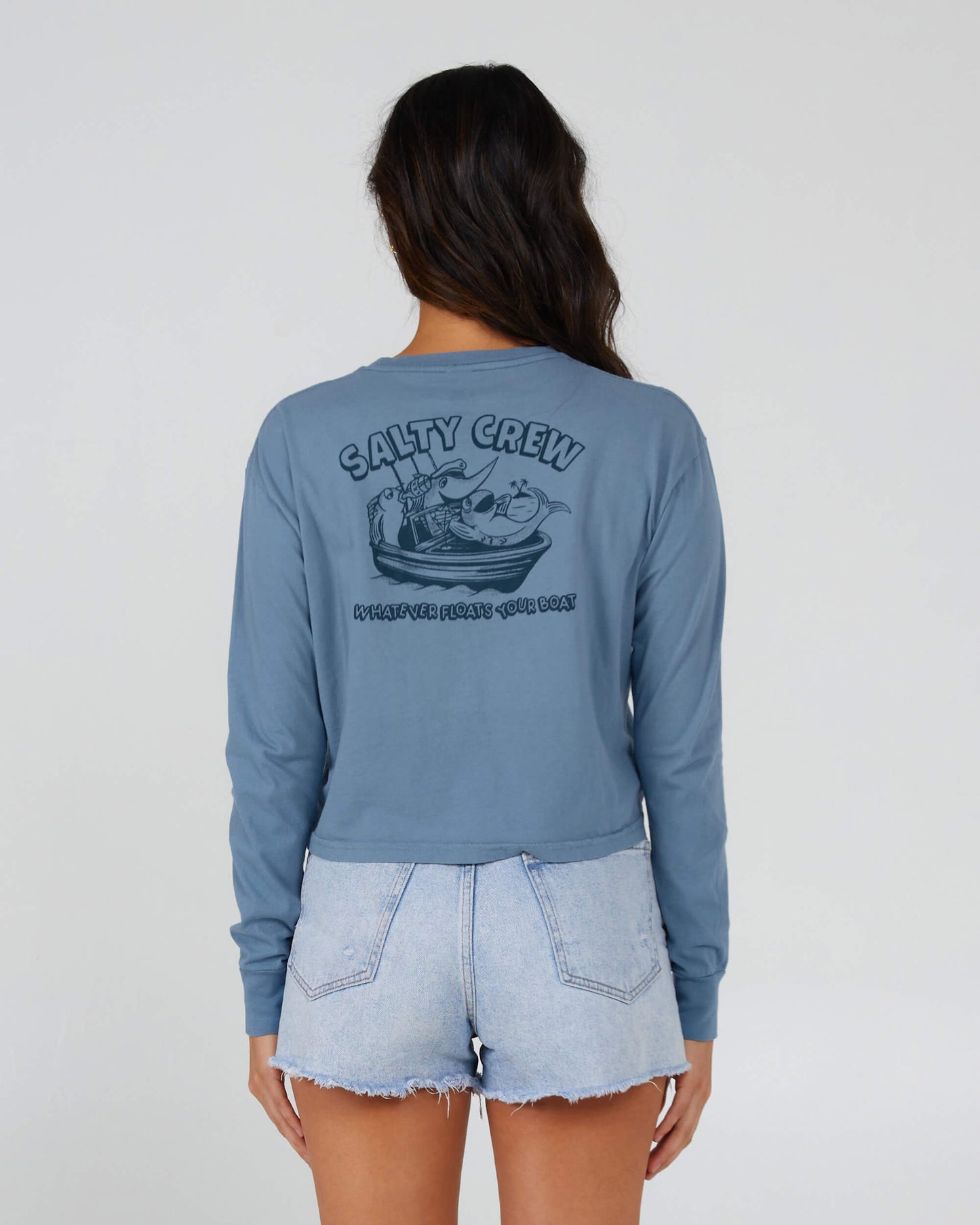 Salty Crew Mujer - Floats Your Boat L/S Crop Tee - Bluestone