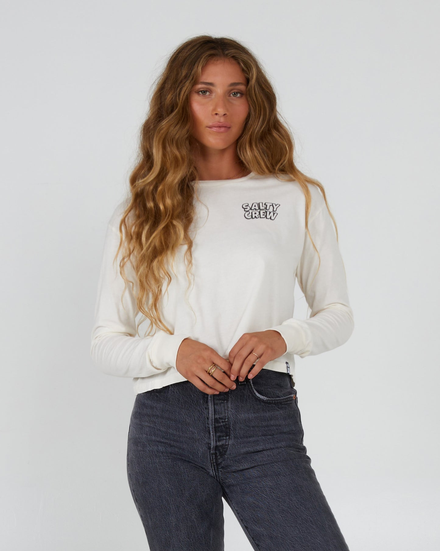 Salty Crew Mulher - Floats Your Boat L/S Crop Tee - Fora White