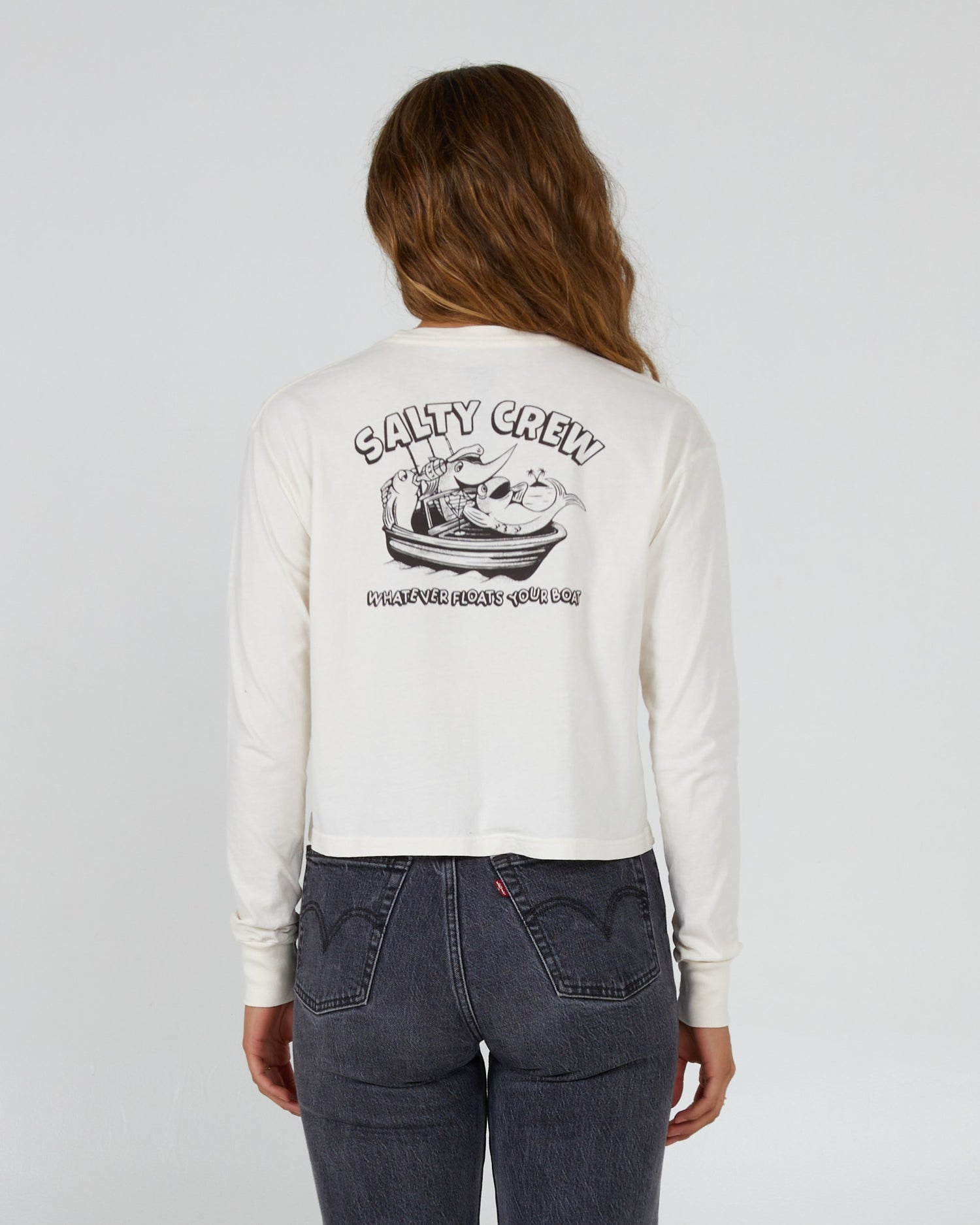 Salty Crew Dames - Drijft je boot L/S Gewaad Tee - Uit White