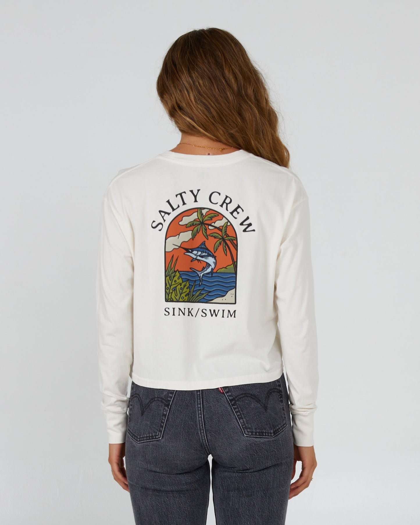 Salty Crew Donna - Sail Away L/S Crop Tee - Fuori White