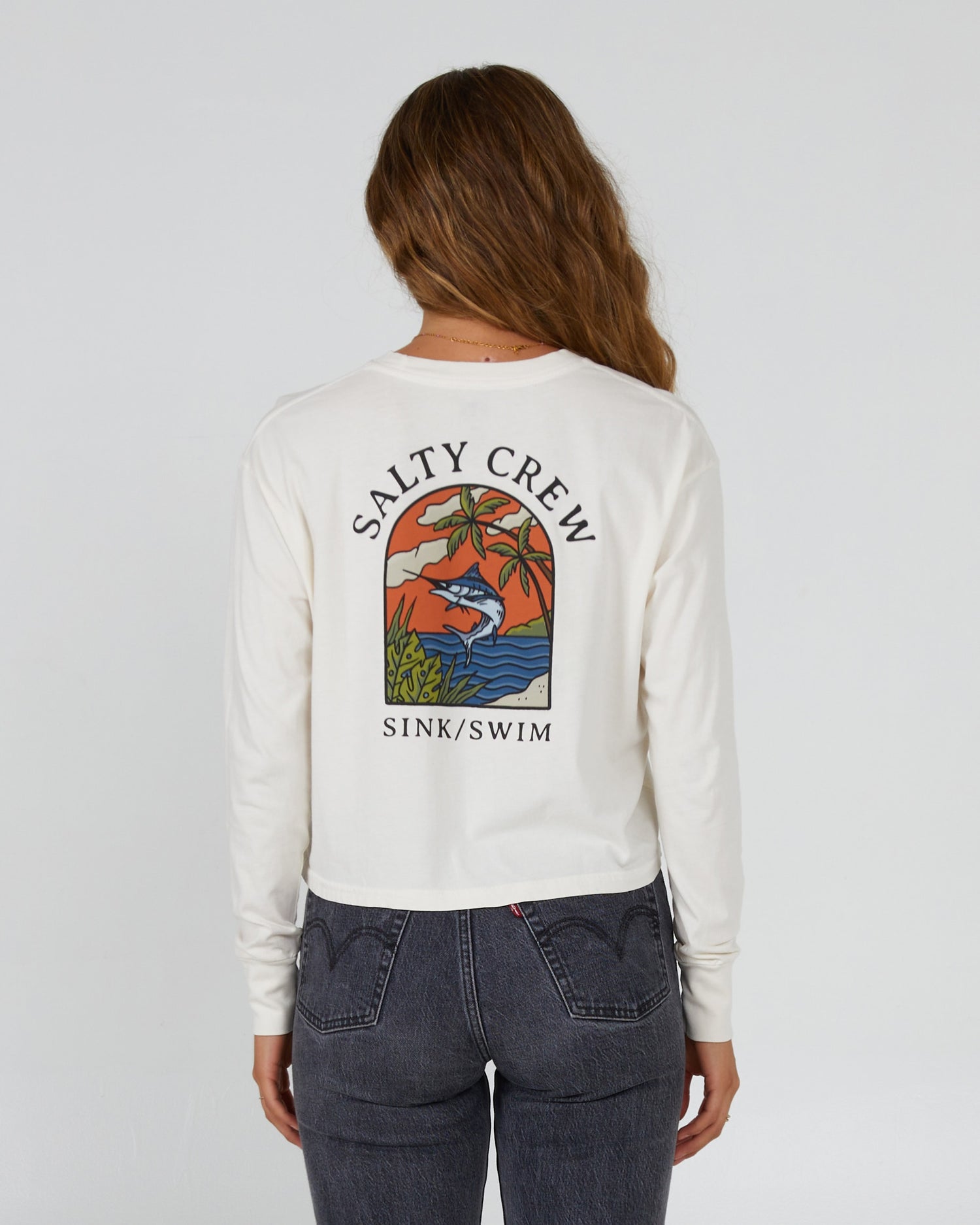 Salty Crew Mulher - Sail Away L/S Crop Tee - Fora White