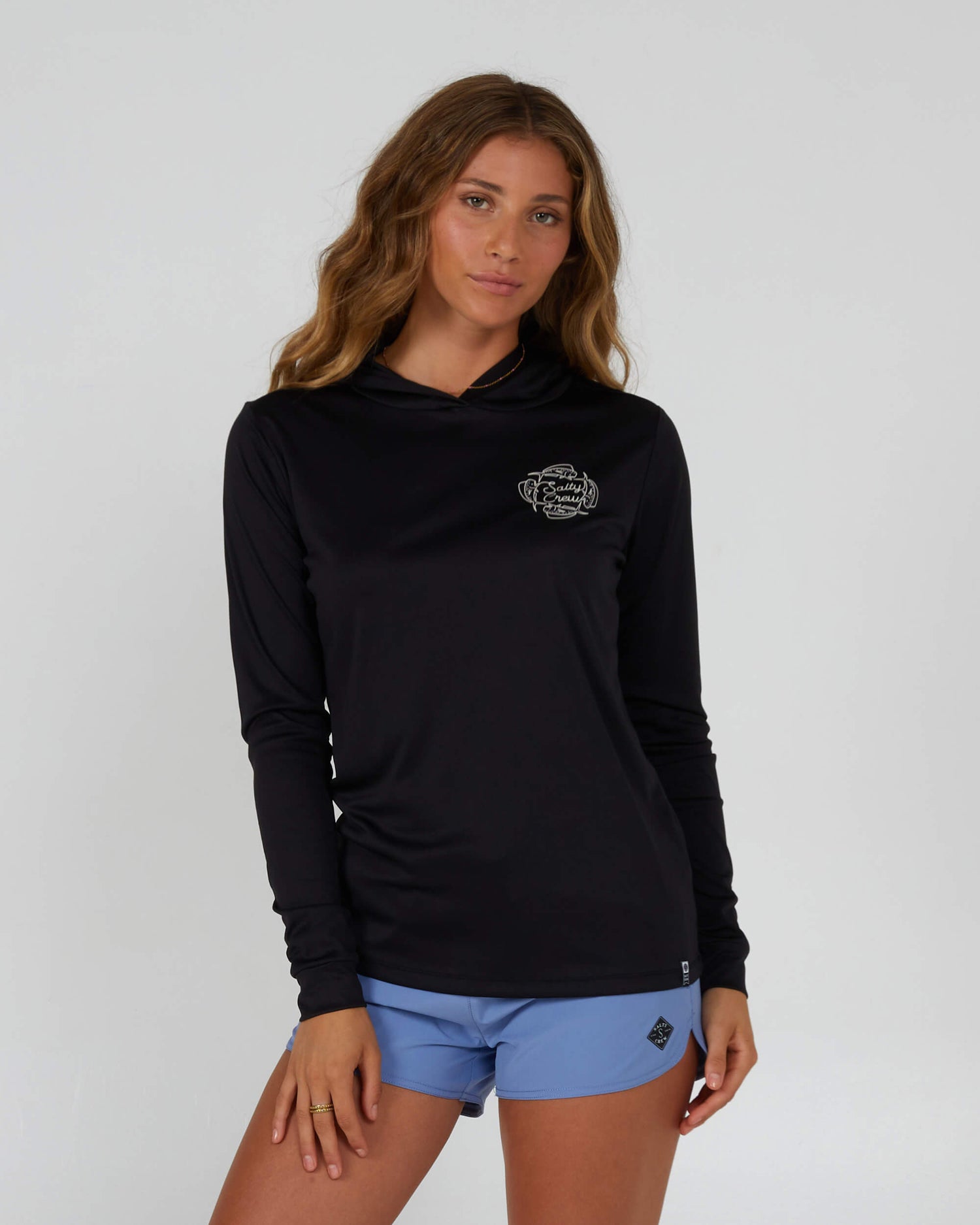 Salty Crew Mujer - Camiseta con capucha Drawn In Circles - Black