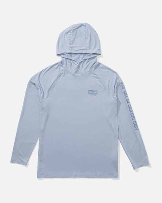 Salty crew SUN PROTECTION Mariner Hood Tech Tee - Blue Fog in Blue Fog