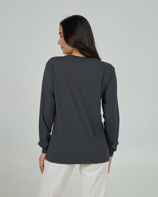 Heart Shark Ls B.f Tee - Charcoal