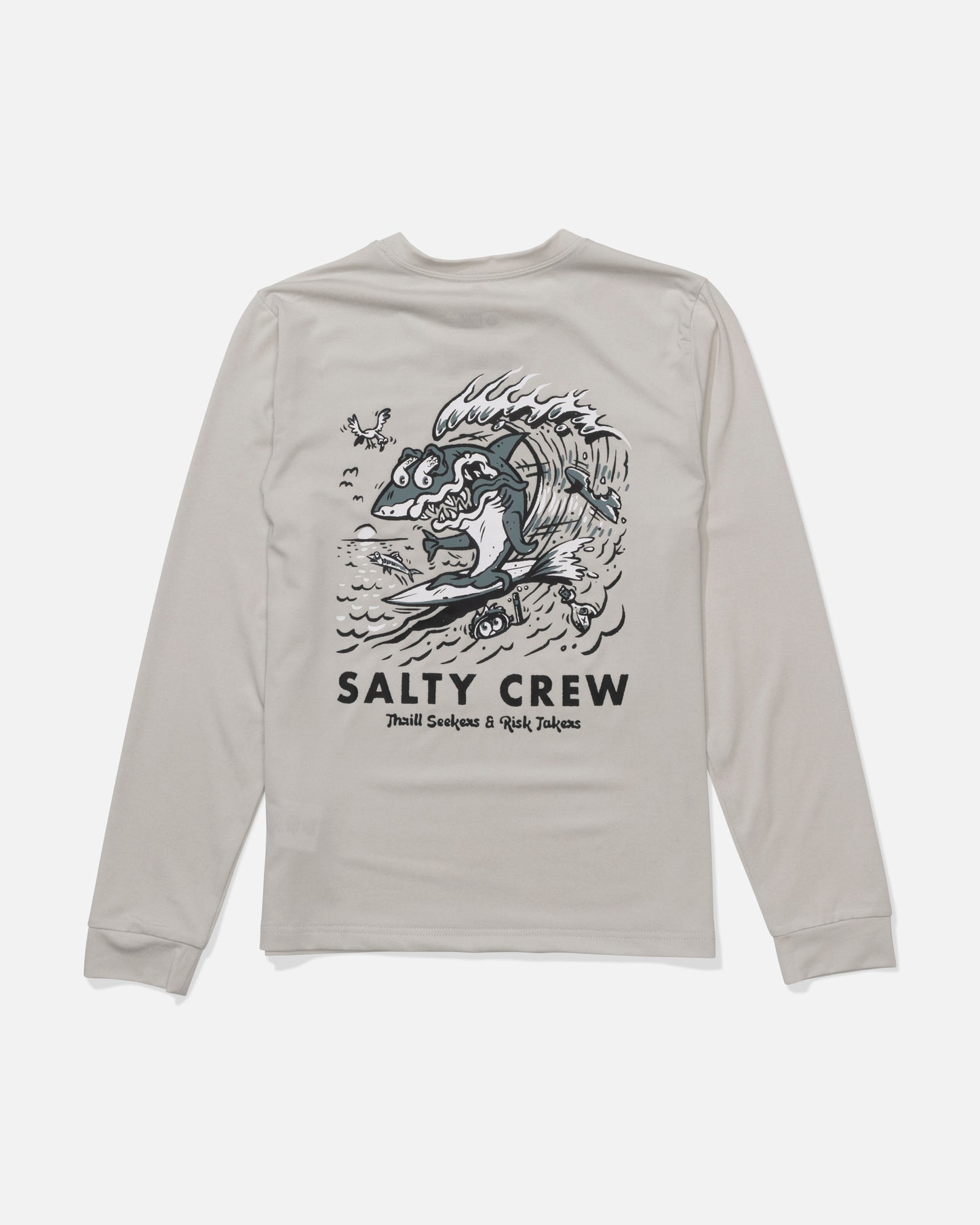 Surf Shark  Ls Sunshirt Kids - Athletic Heather