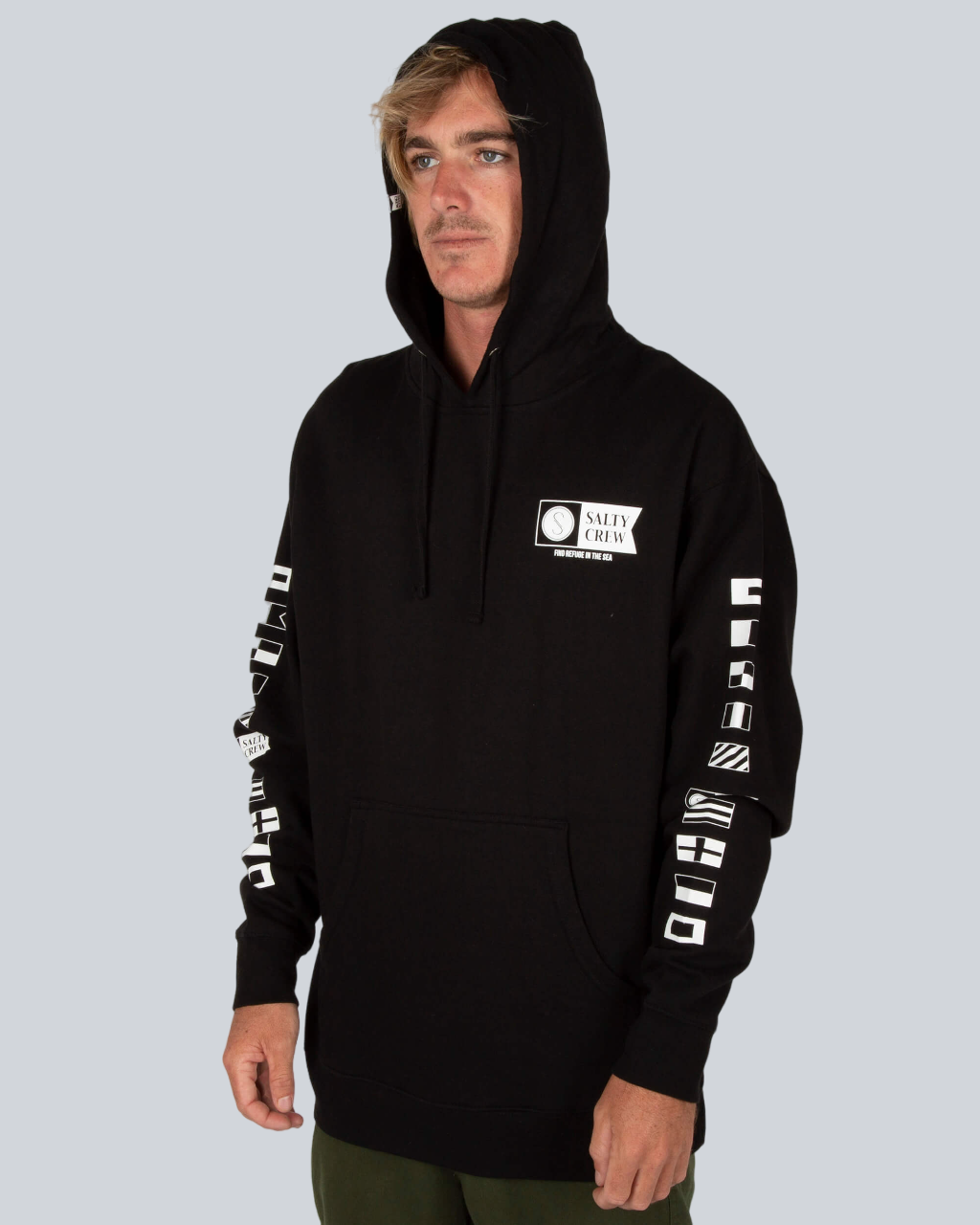 Salty crew Heren Truien Alpha Hooded Black Fleece  in Black