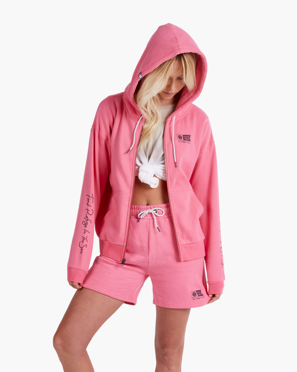 Alpha Felpa con cappuccio e zip - Rosa intenso