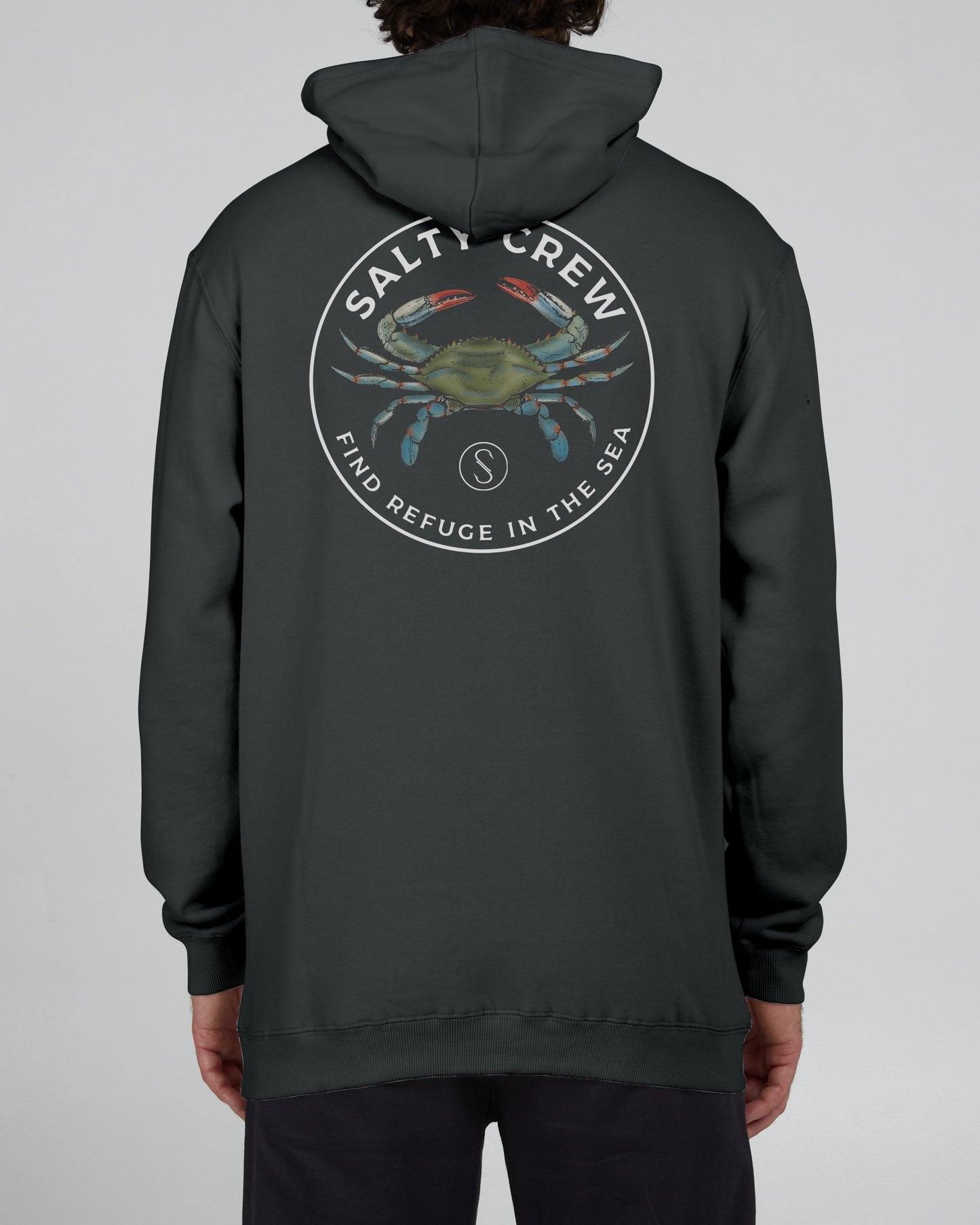 Salty Crew Homem - Blue Crabber Hood Fleece - Charcoal