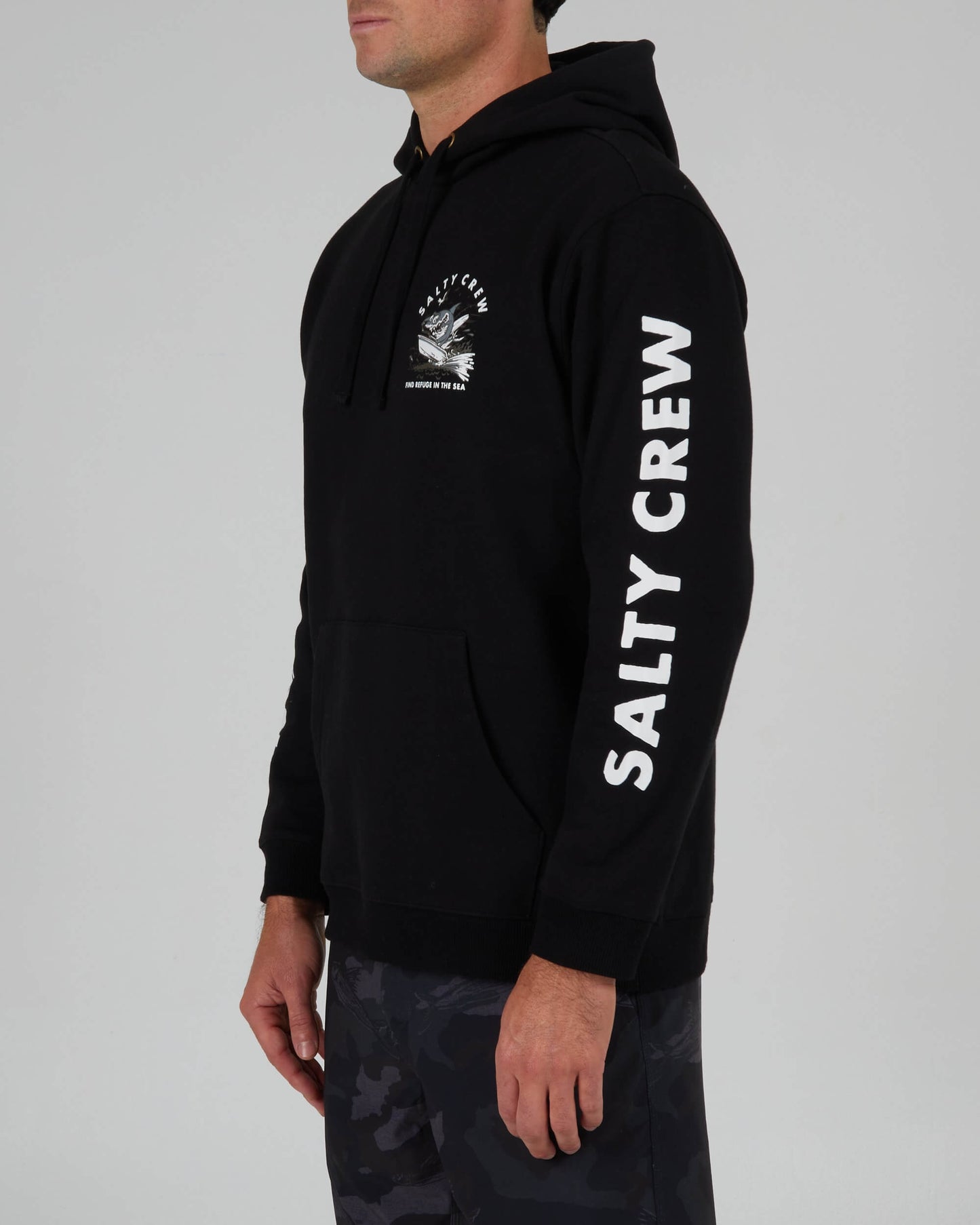 Salty crew FLEECE CUSTOM Hot Rod Shark Hood Fleece - Black in Black