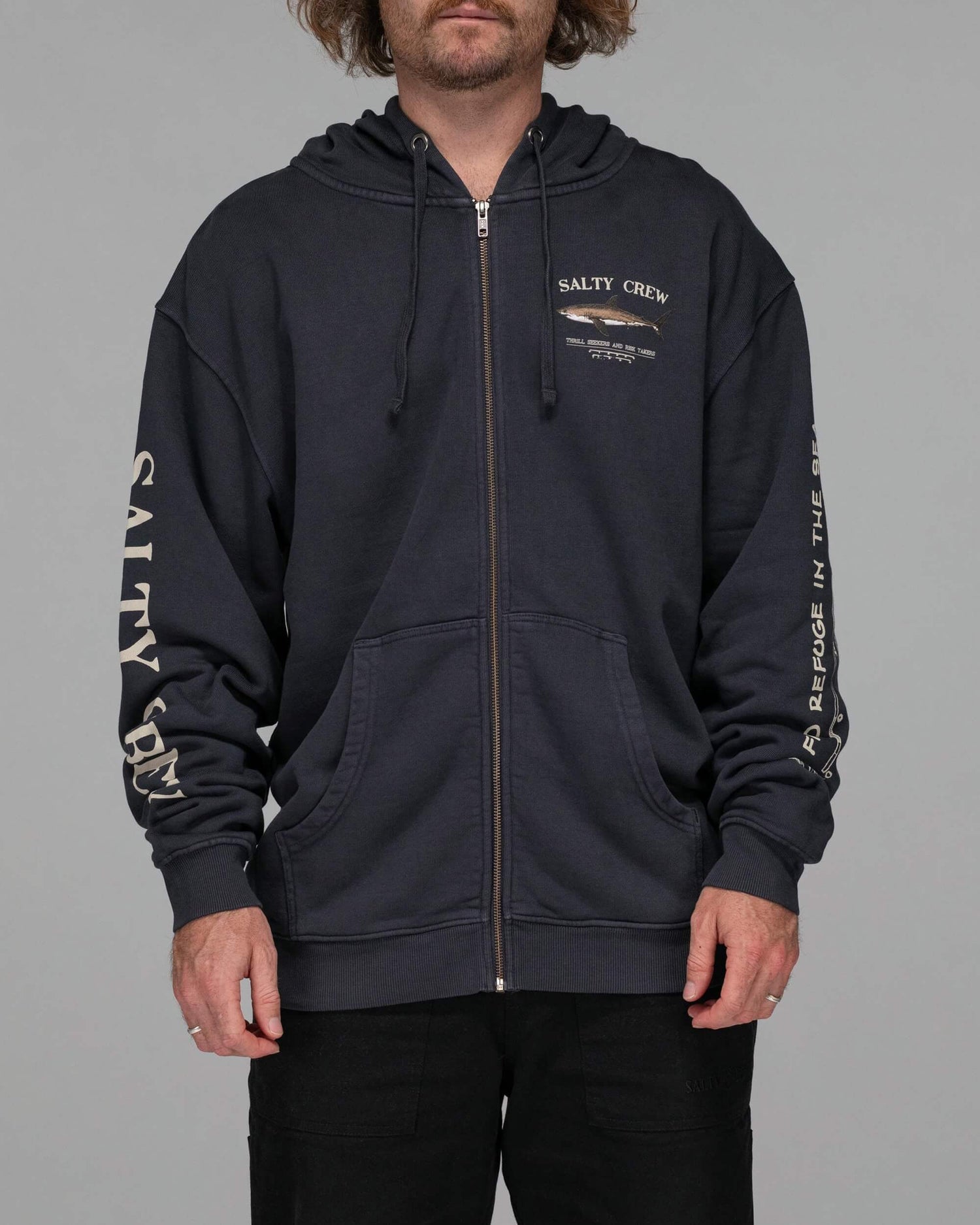 Salty crew FLEECE STANDARD BRUCE VINTAGE ZIP FLEECE - Pigment Black in Pigment Black