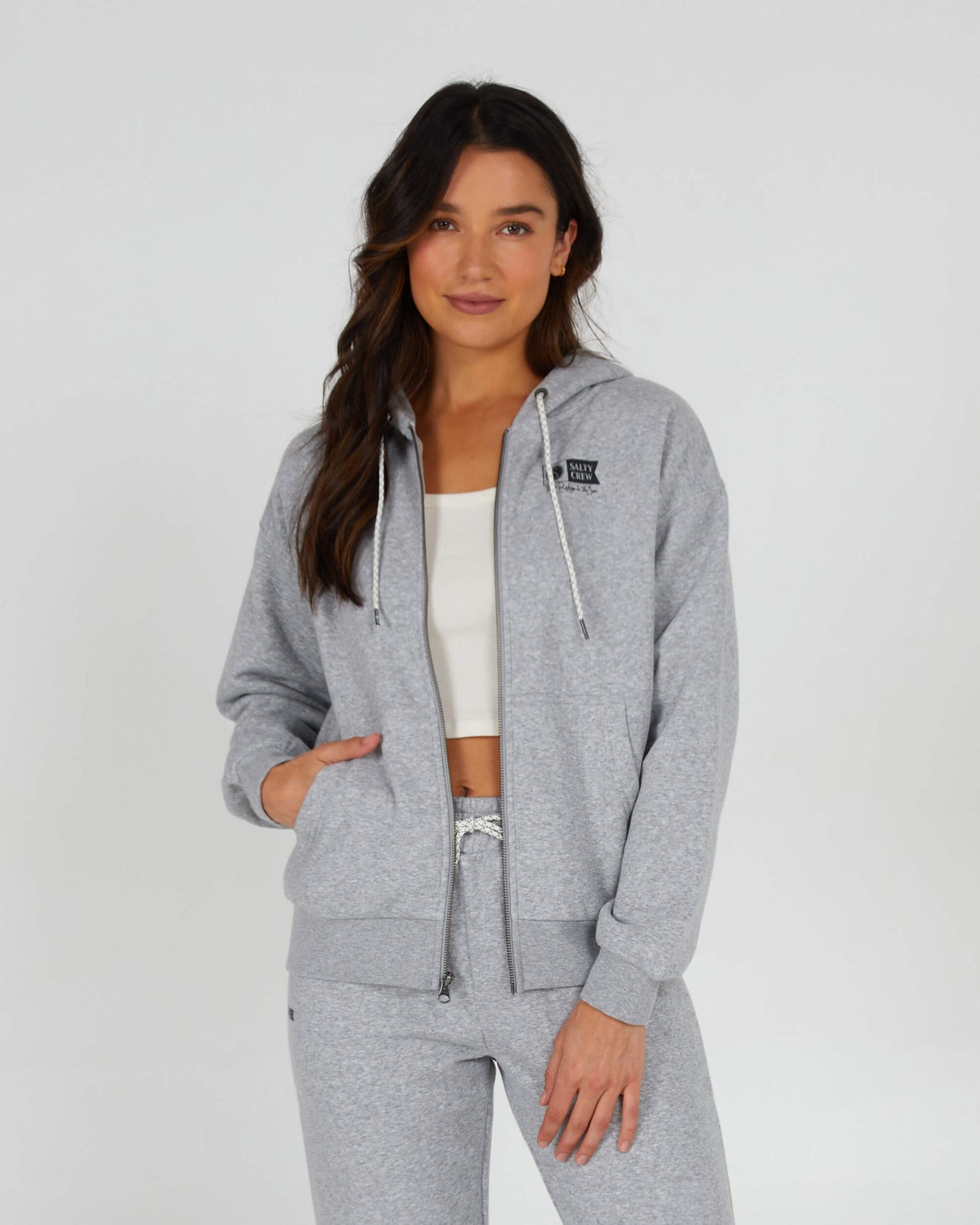 Salty Crew Dames - Alpha 2 Zip Hoody - Athletic Heather