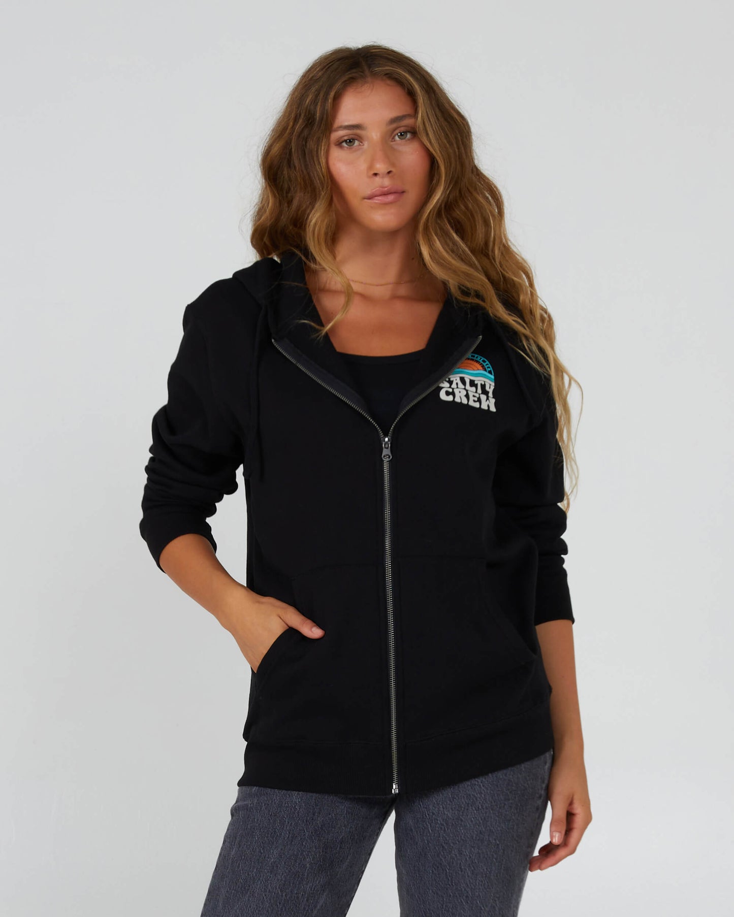 Salty Crew Donna - Felpa con cappuccio Sundown Zip - Black