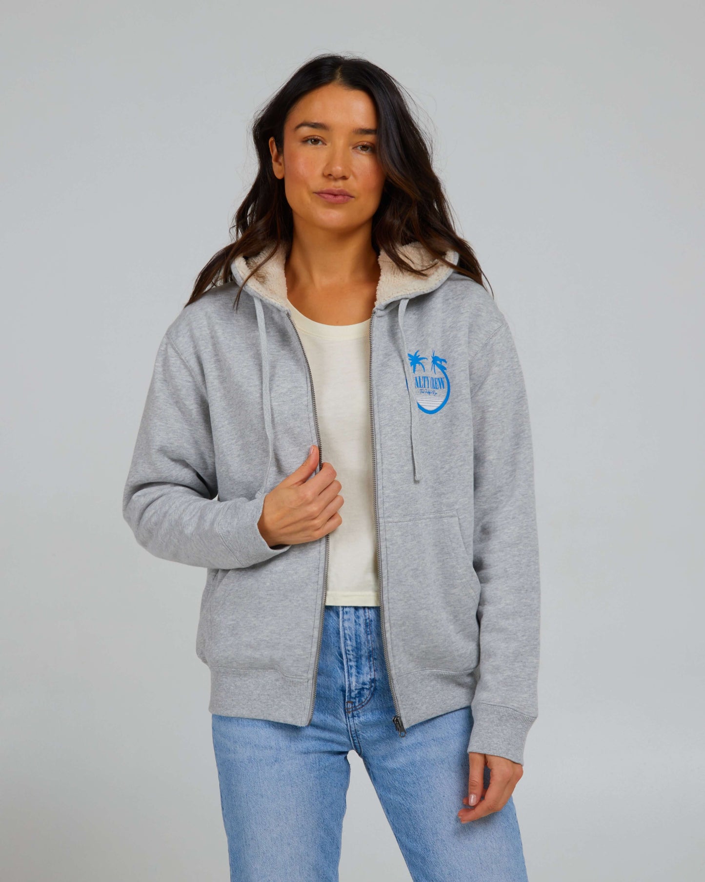 Salty Crew Mujer - Shades Sherpa Zip Hoody - Athletic Heather