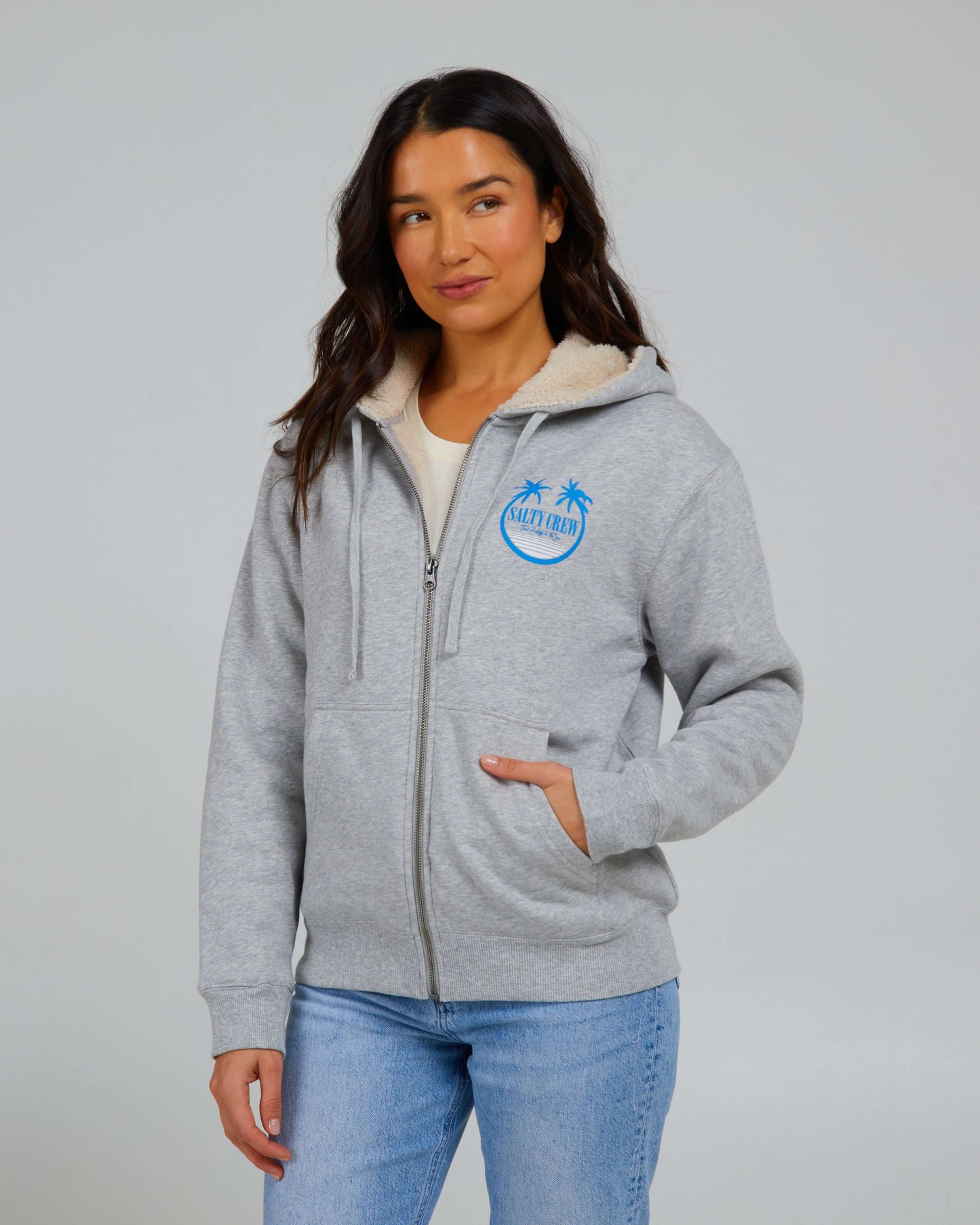 Salty Crew Mujer - Shades Sherpa Zip Hoody - Athletic Heather