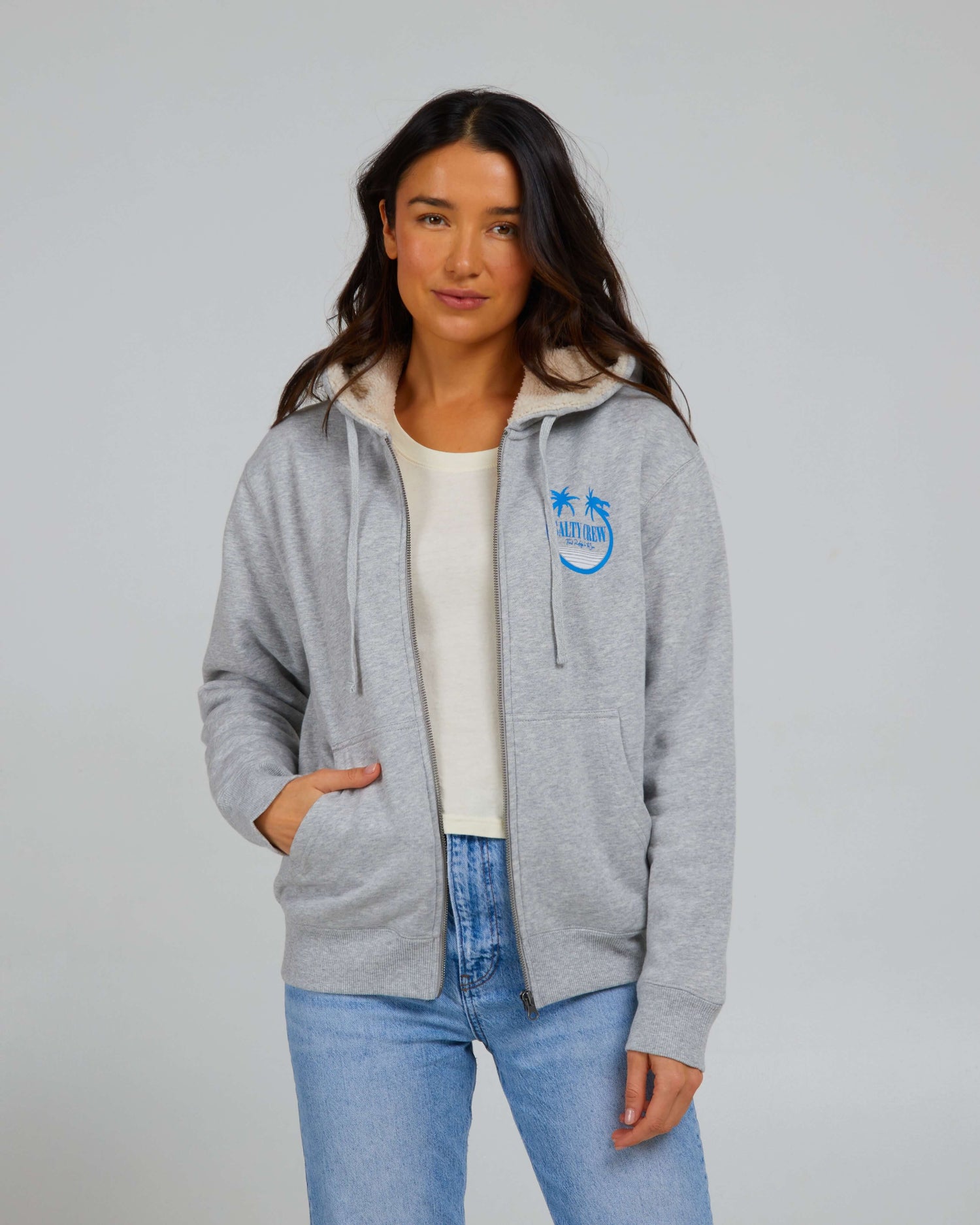 Salty Crew Dames - Shades Sherpa Zip Hoody - Athletic Heather