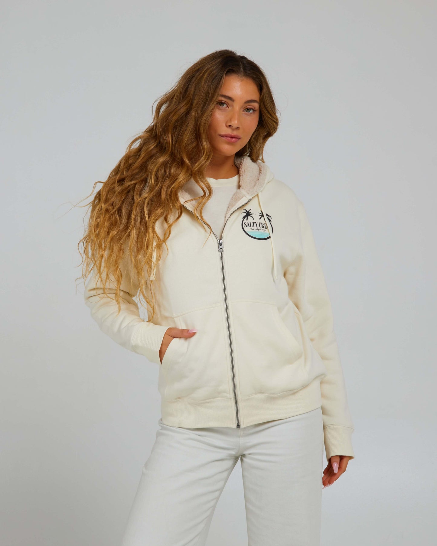 Salty Crew Womens - Shades Sherpa Zip Hoody - Bone