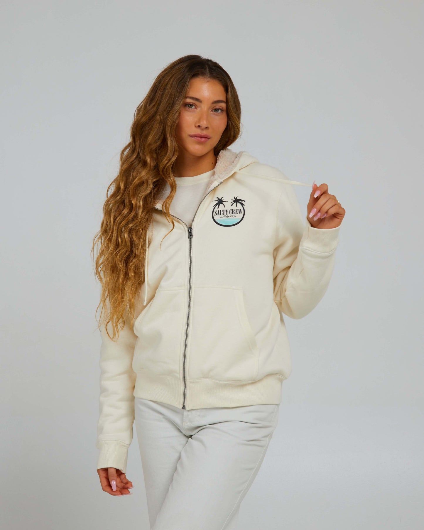 Salty Crew Mujer - Shades Sherpa Zip Hoody - Bone