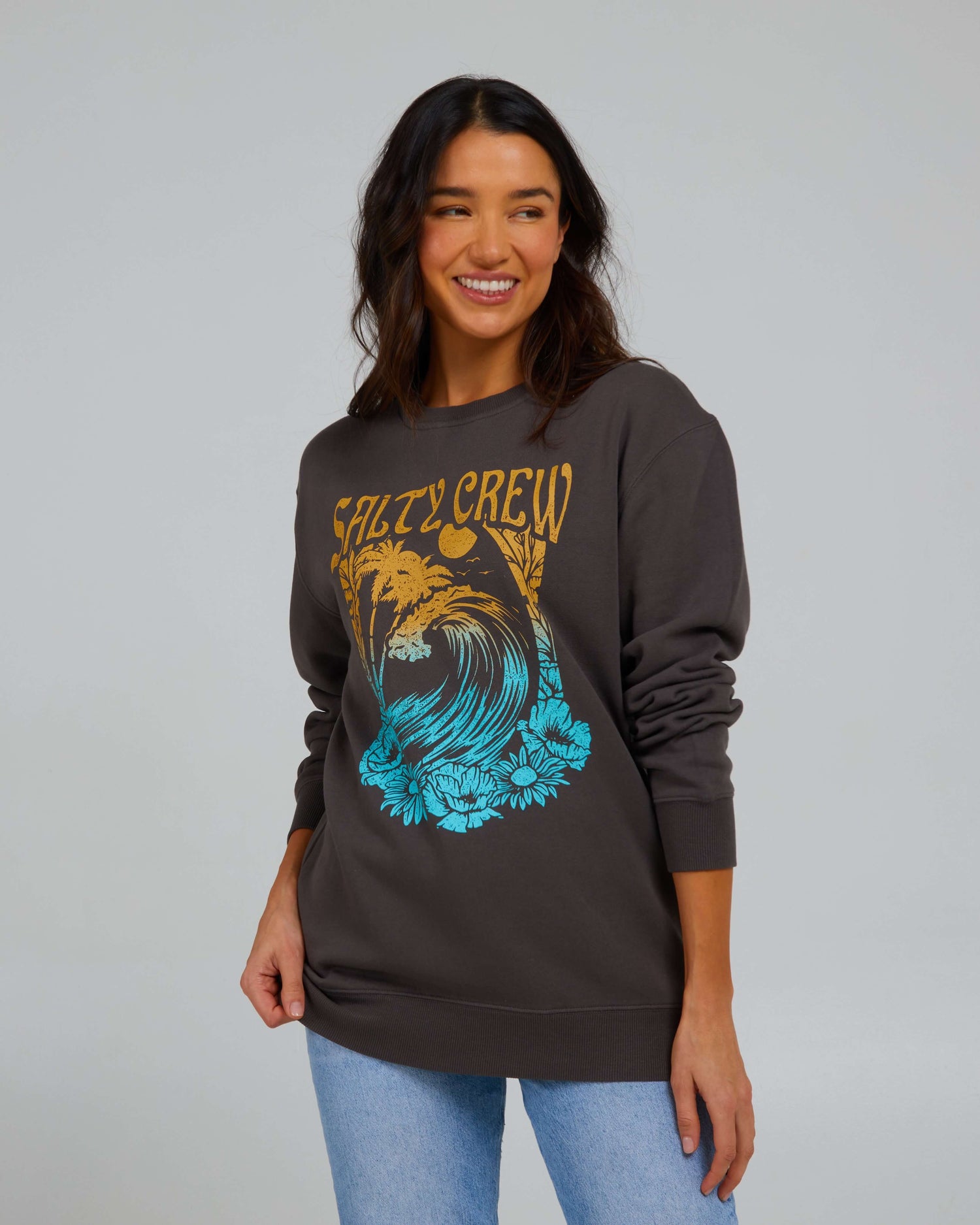 Salty Crew Mujer - Big Wave Crew - Faded Black